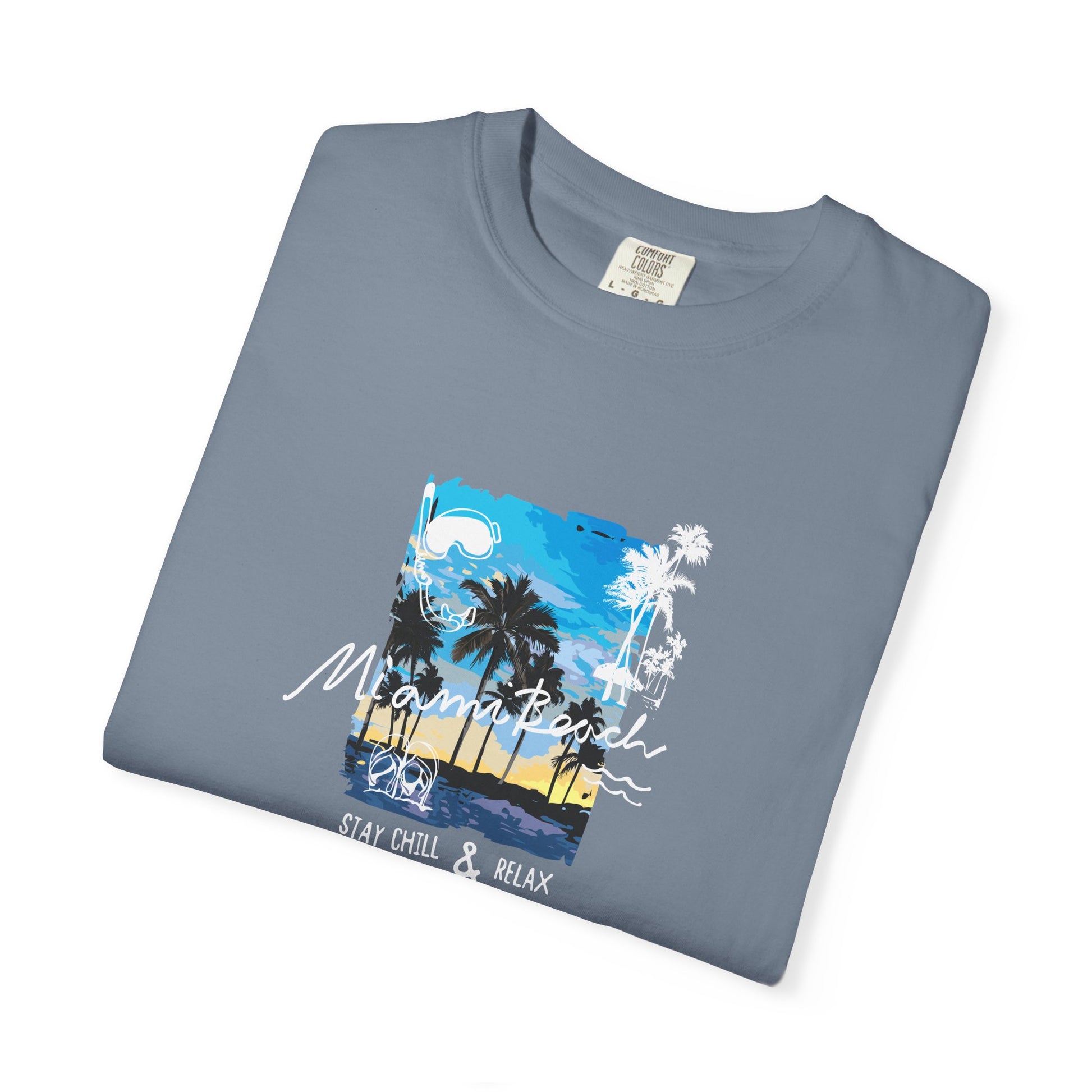 Maui Beach T-Shirt — "Stay Chill & Relax" Tropical Palm Sunset Tee