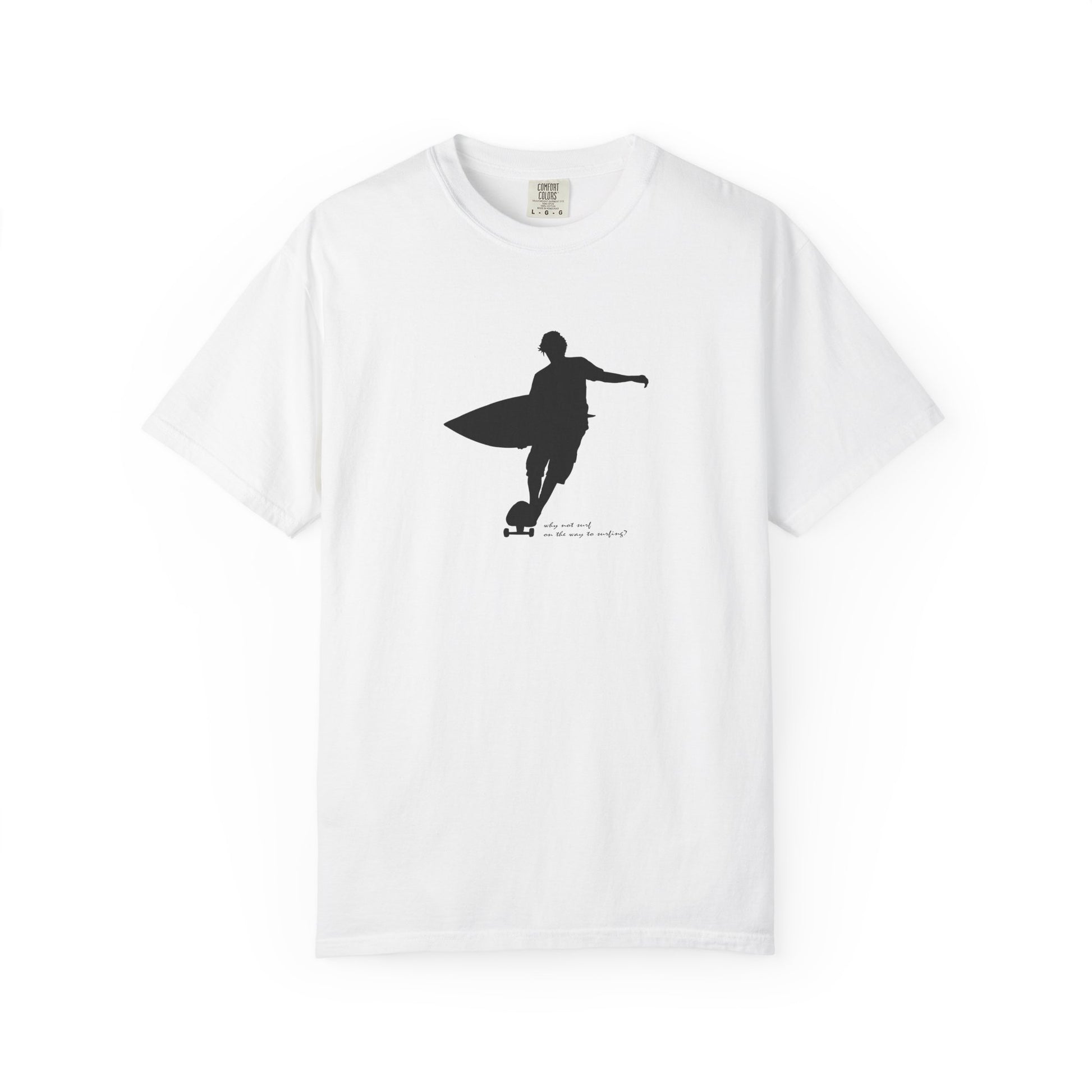 Surfer Silhouette Tee — Minimal Surfboard Graphic T-Shirt