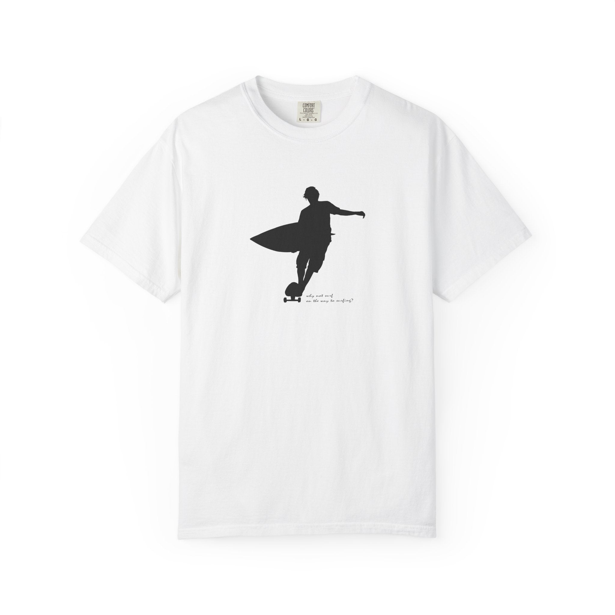Surfer Silhouette Tee — Minimal Surfboard Graphic T-Shirt
