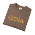 Folded green t-shirt with 'UNBREAKABLE' text on a white background
