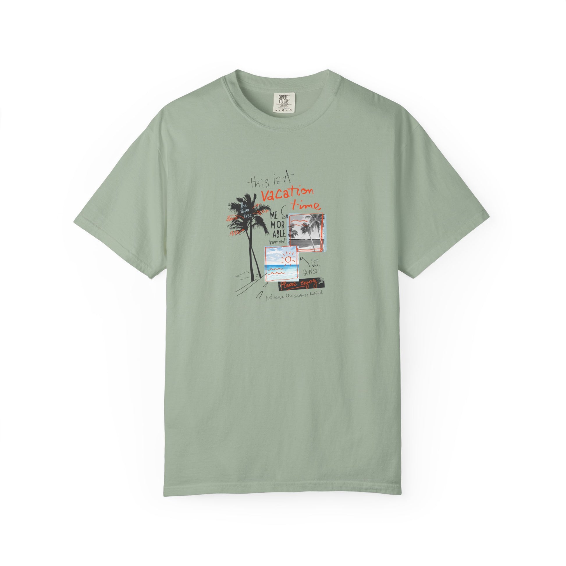 Vacation Vibes Graphic T-Shirt — Palm Tree Collage Tee Breeze