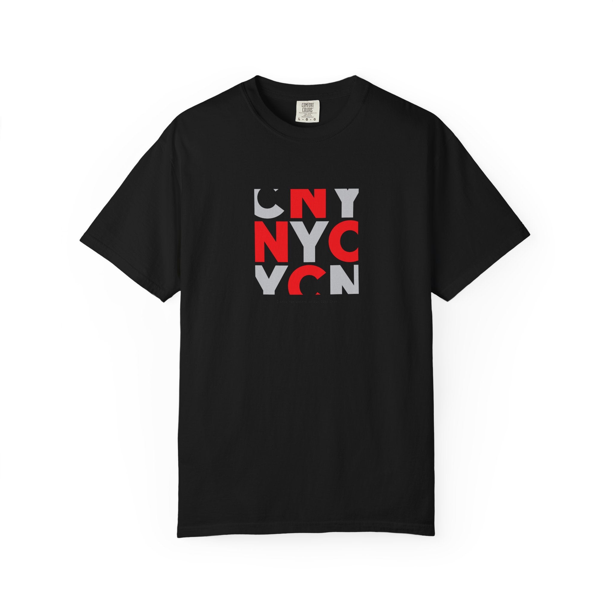 NYC Block Graphic T-Shirt — Retro Red & Gray City Design