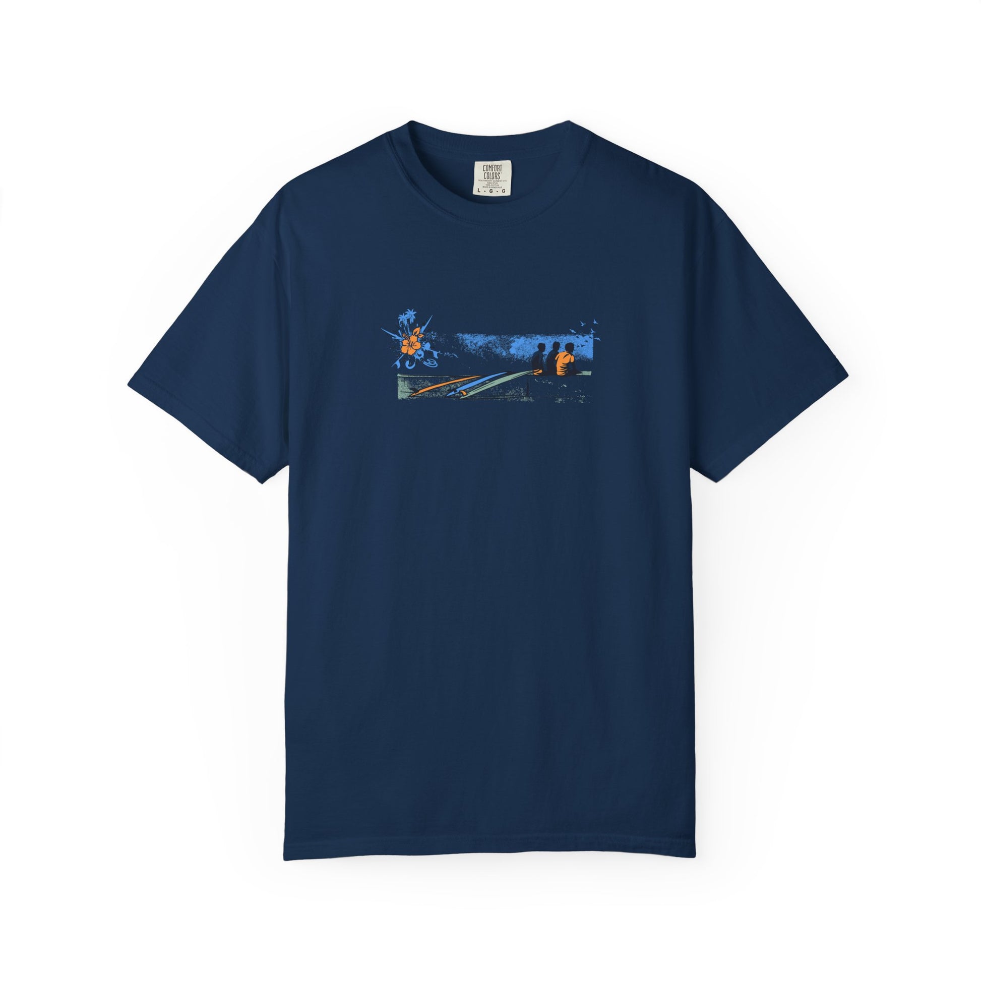 Navy blue t-shirt with 'PAPACITA' text and decorative elements on a white background