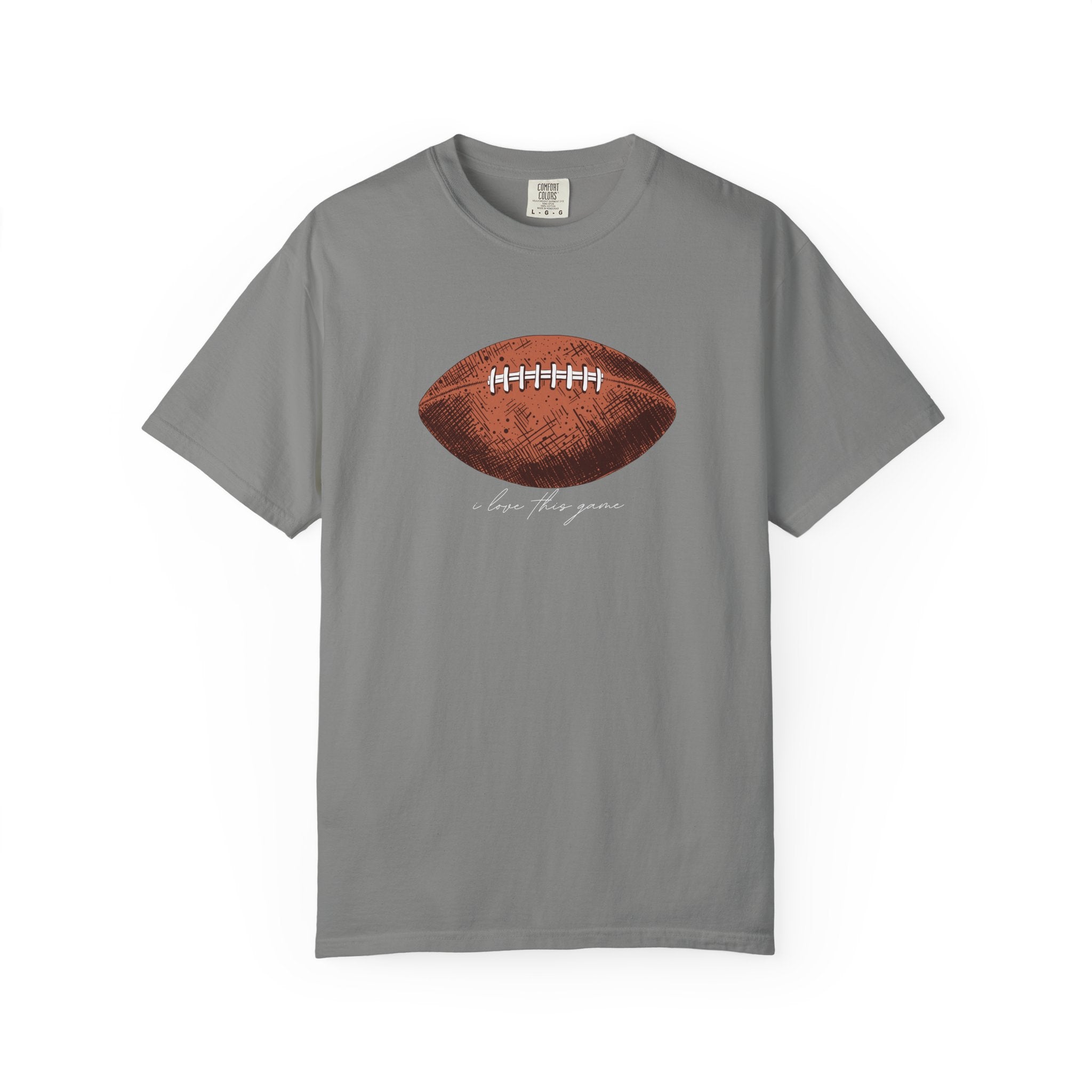 Football Graphic T-Shirt — Vintage Game Day Tee with "Love the Game" Script sport
