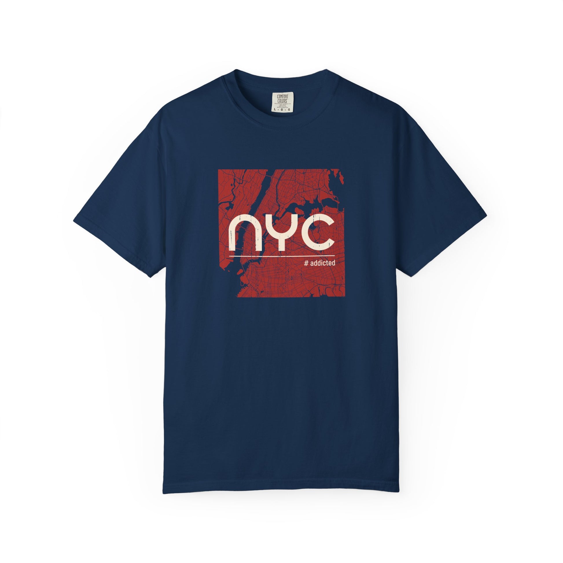 NYC Map Vintage Tee — Garment-Dyed Gray T-Shirt with Retro City Skyline Graphic world