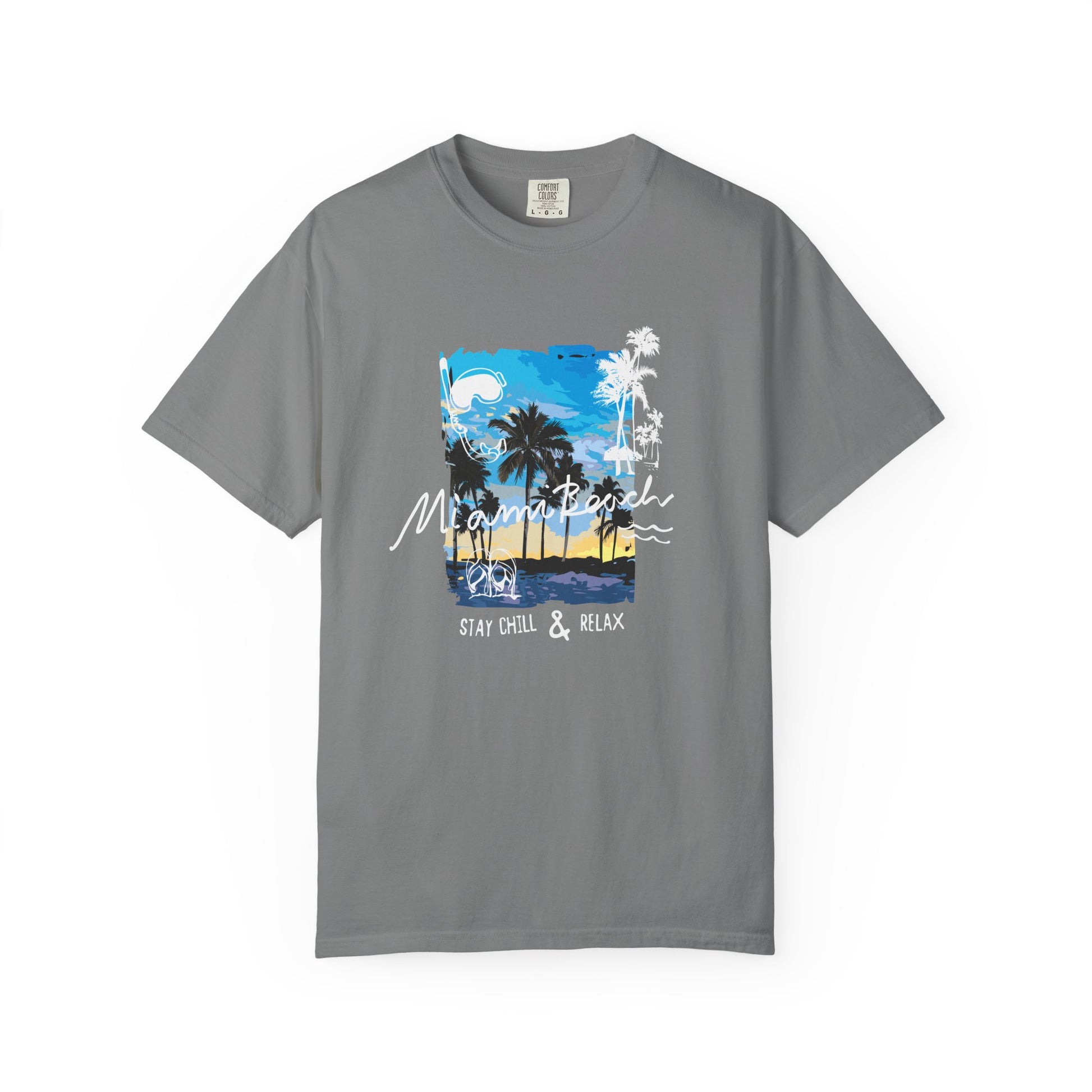 Maui Beach T-Shirt — "Stay Chill & Relax" Tropical Palm Sunset Tee