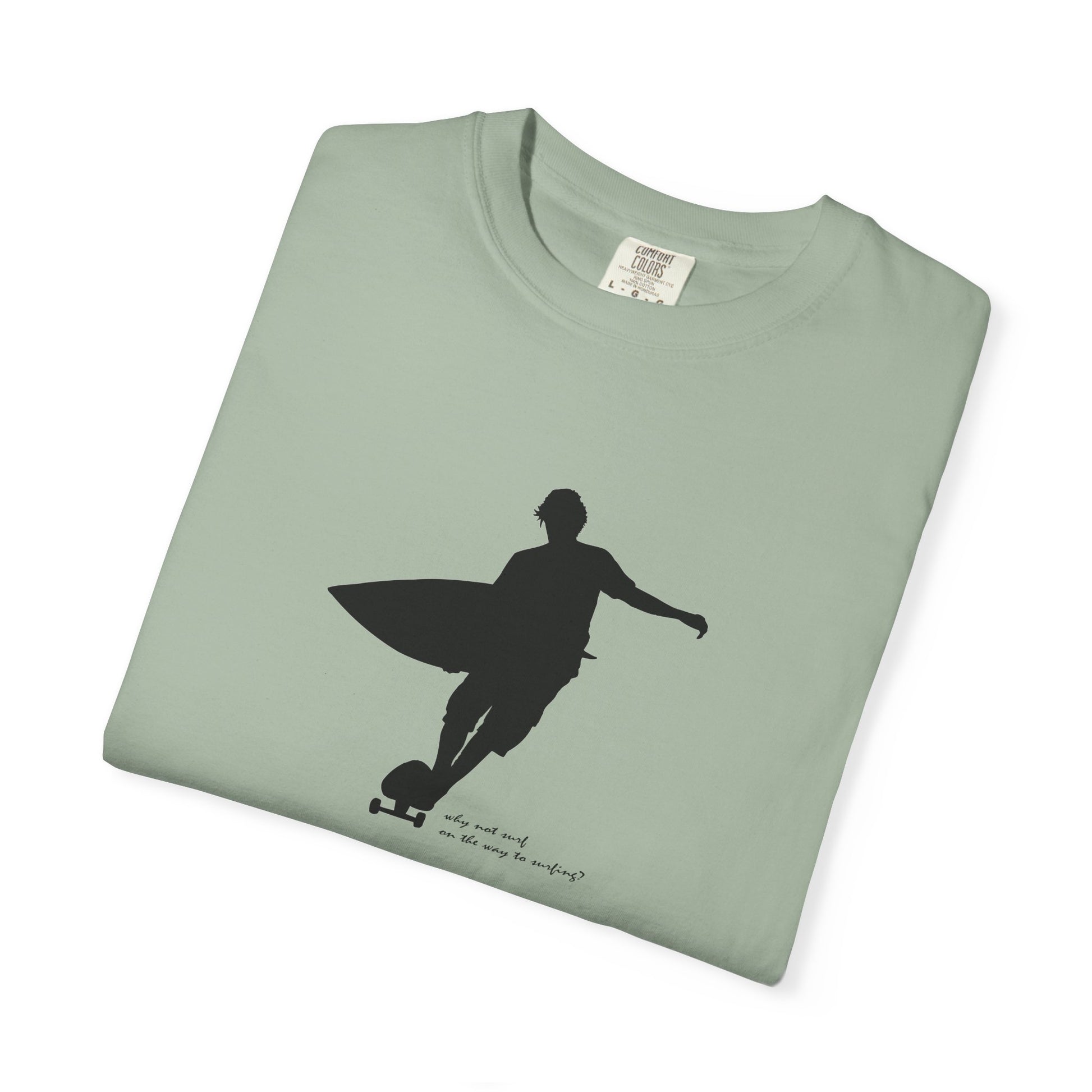 Surfer Silhouette Tee — Minimal Surfboard Graphic T-Shirt