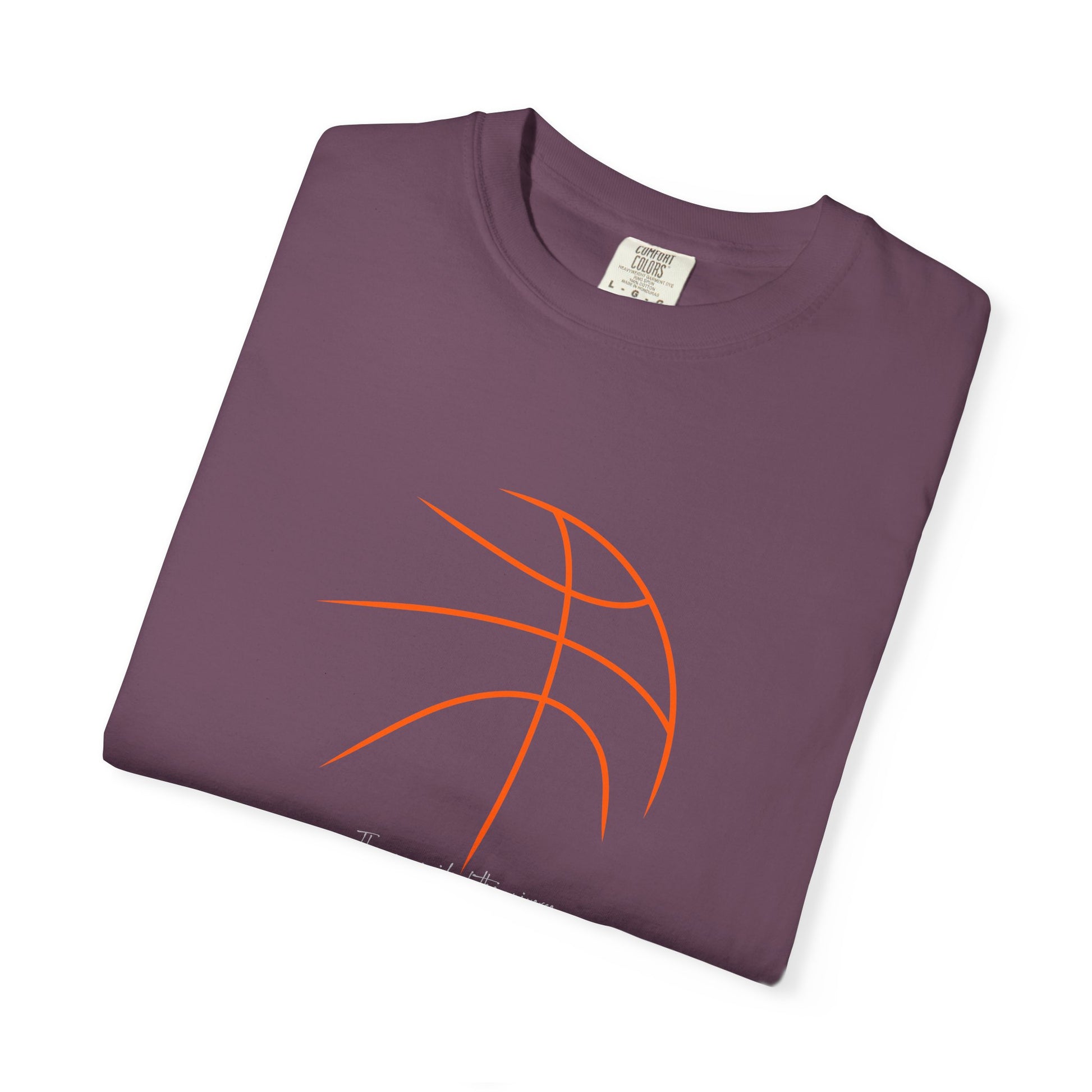Basketball Outline Tee — Minimal Orange Basketball Graphic T-Shirt sport