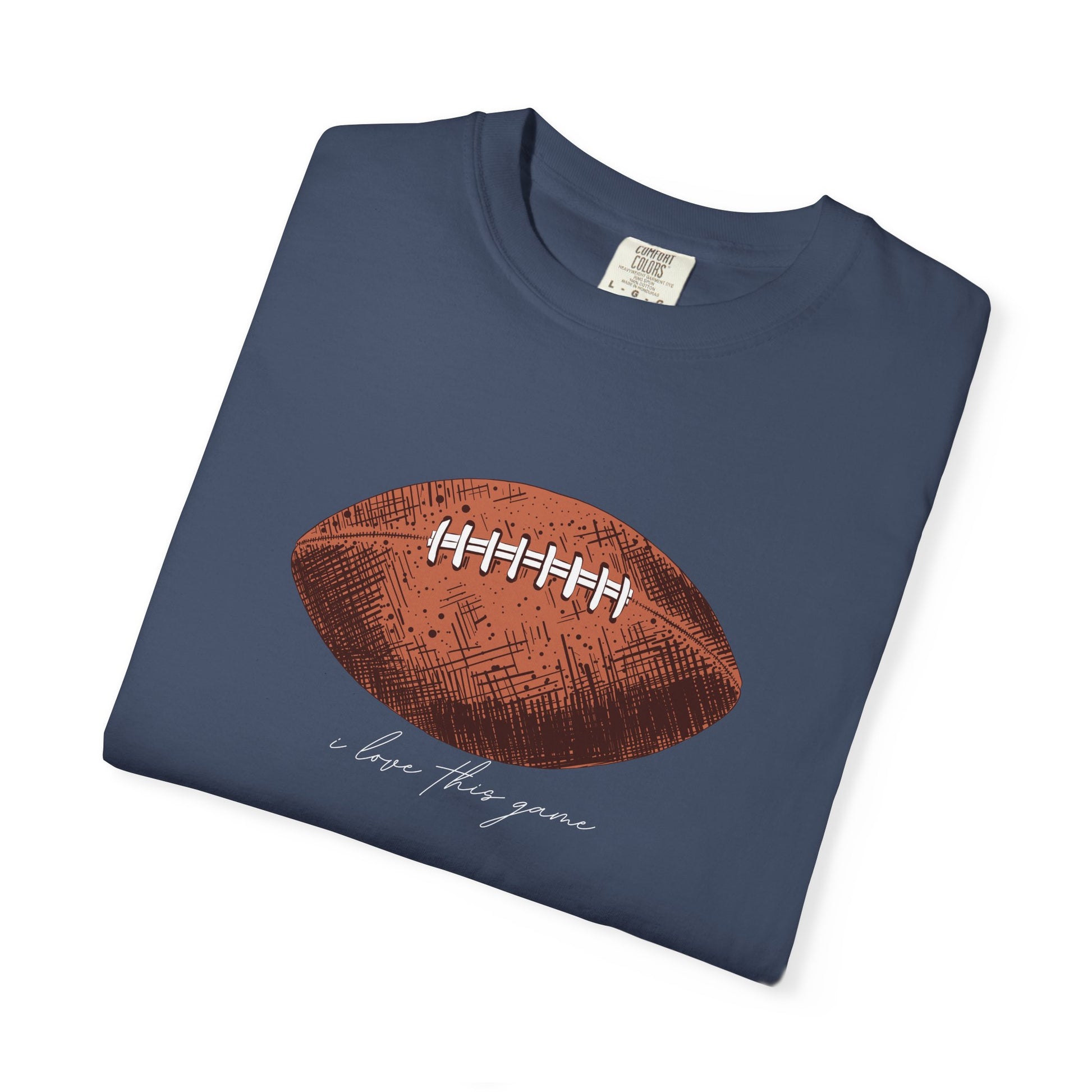 Football Graphic T-Shirt — Vintage Game Day Tee with "Love the Game" Script sport