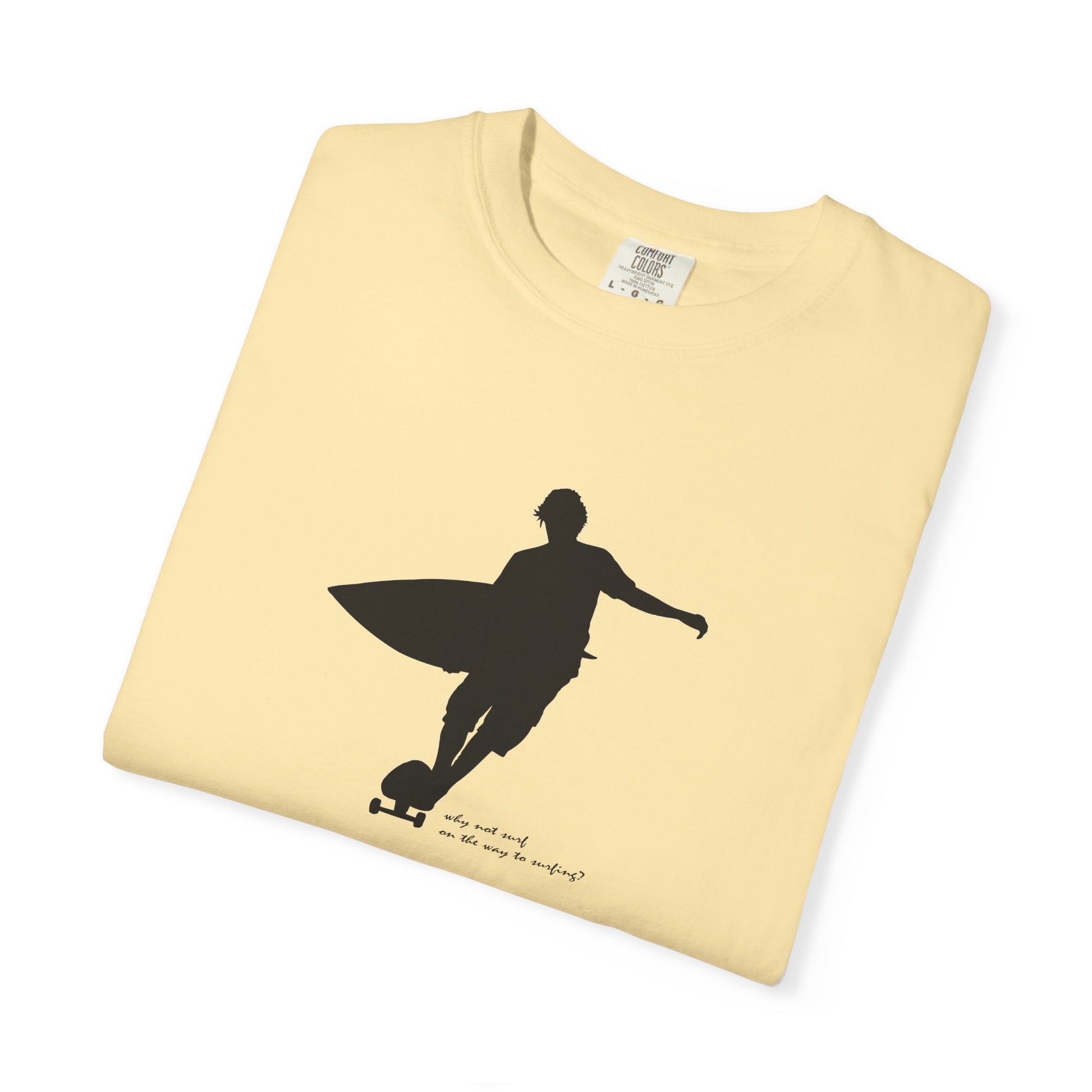 Surfer Silhouette Tee — Minimal Surfboard Graphic T-Shirt