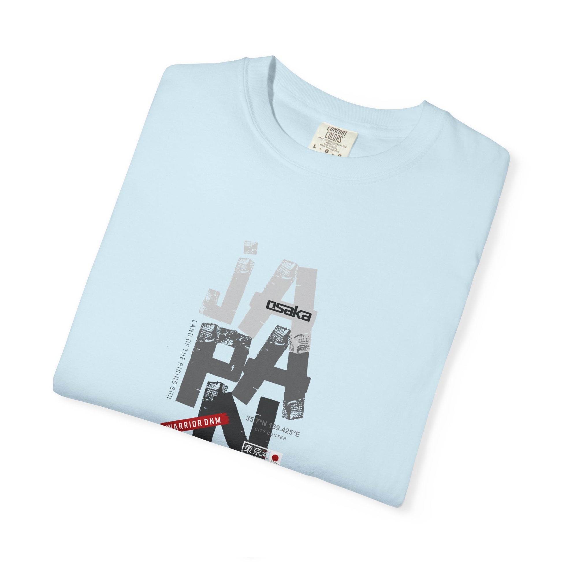 Japan Cityscape Graphic T-Shirt — Urban Travel Tee with Red Accent