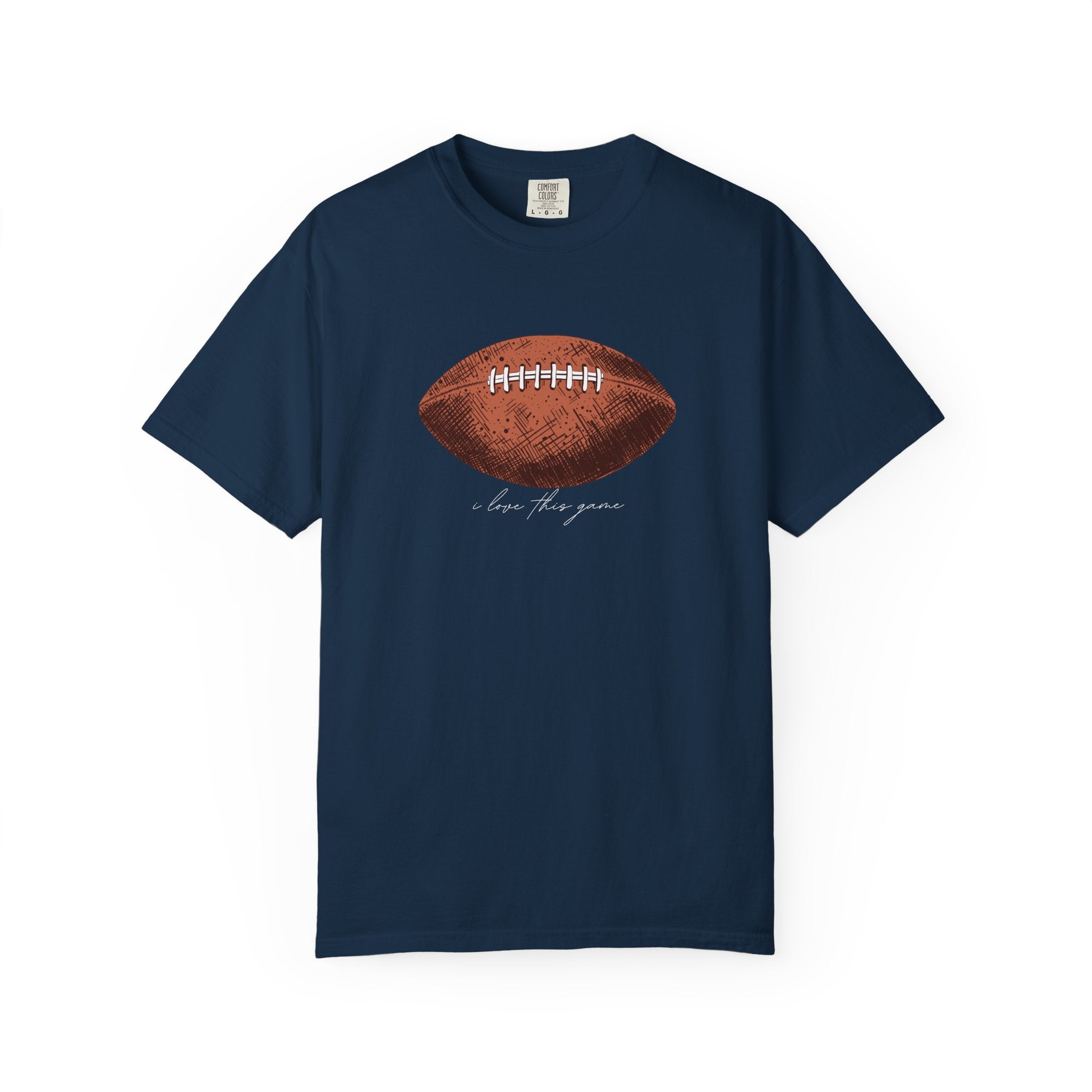 Football Graphic T-Shirt — Vintage Game Day Tee with "Love the Game" Script sport