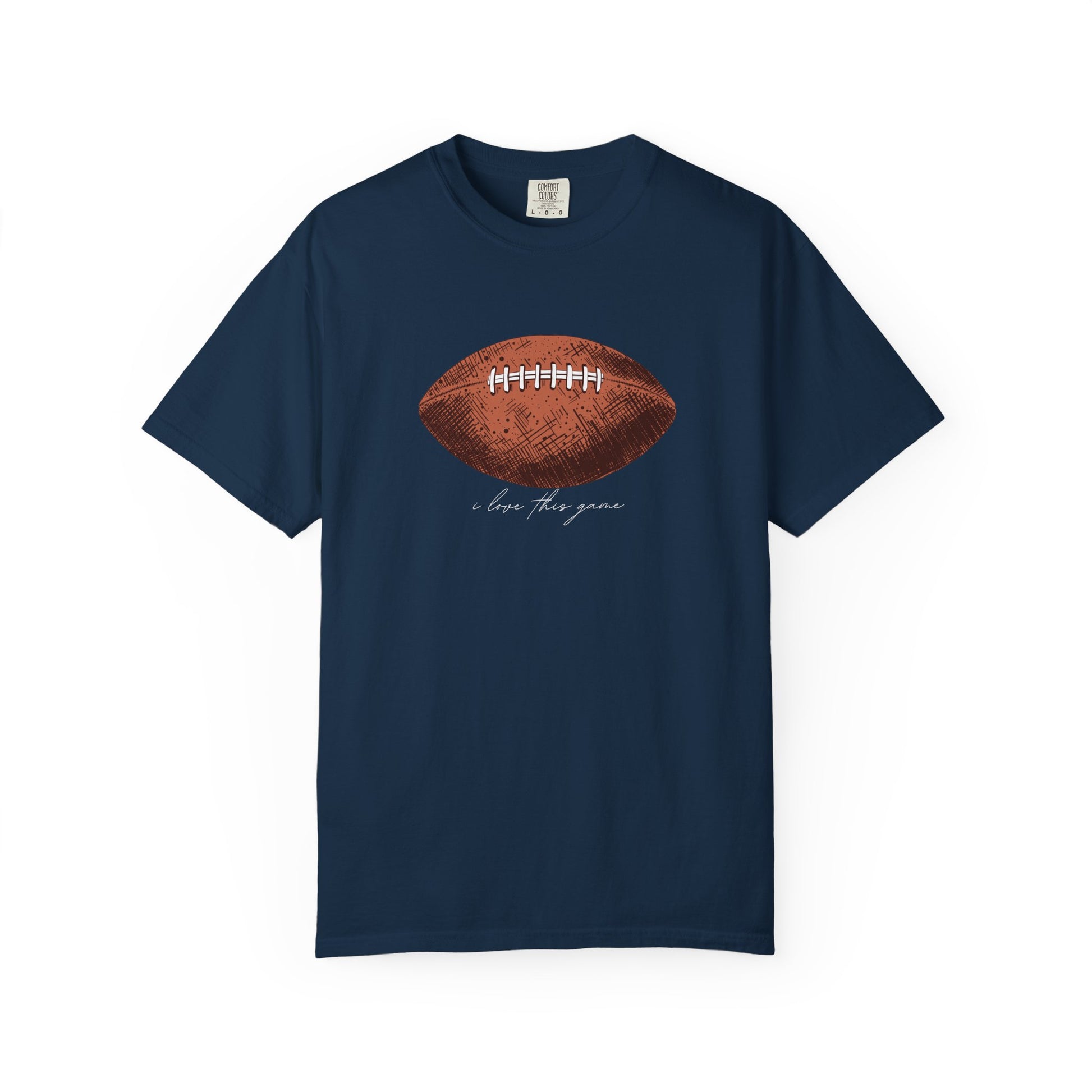 Football Graphic T-Shirt — Vintage Game Day Tee with "Love the Game" Script sport