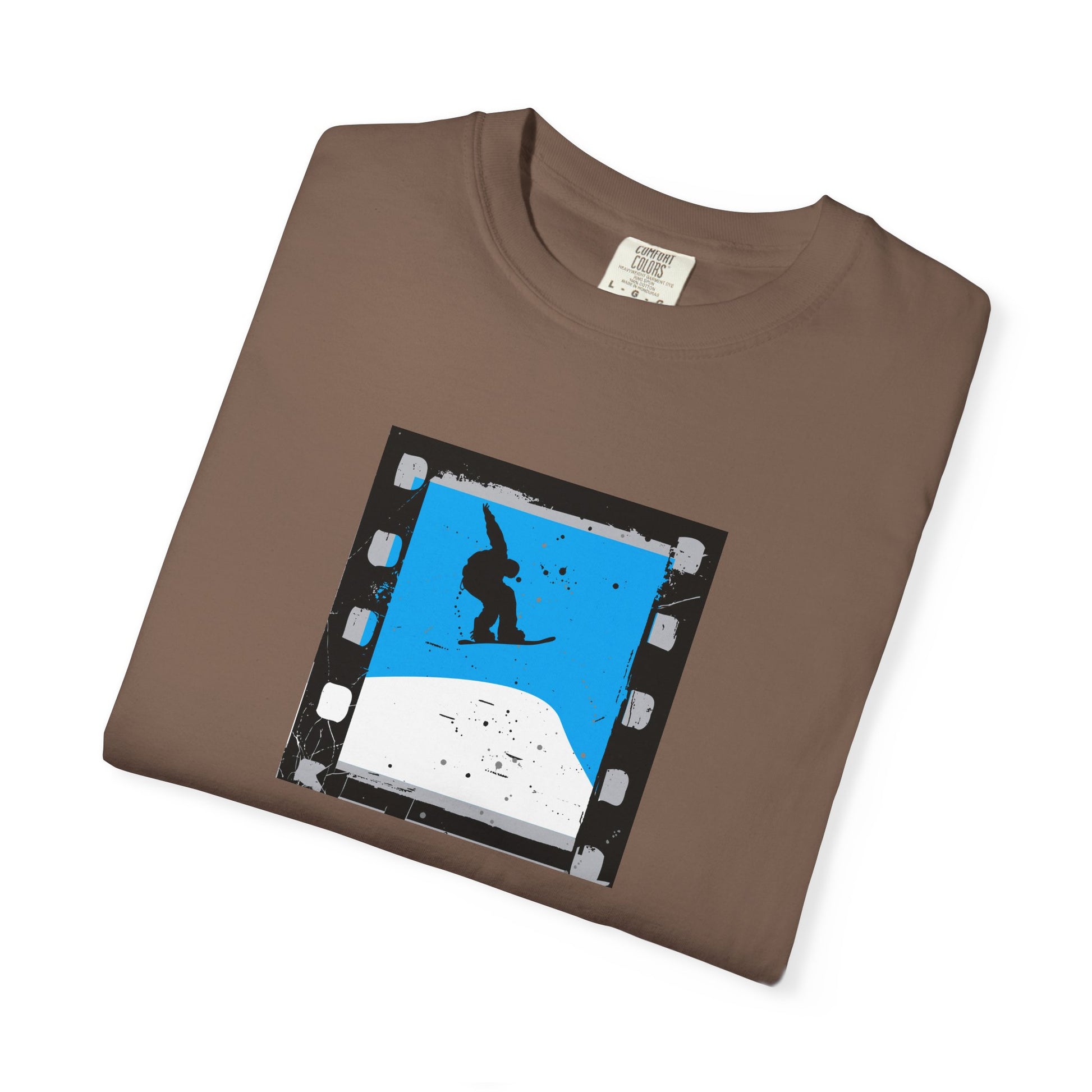 Surfing Filmstrip Graphic T-Shirt — Blue Wave Skate Silhouette