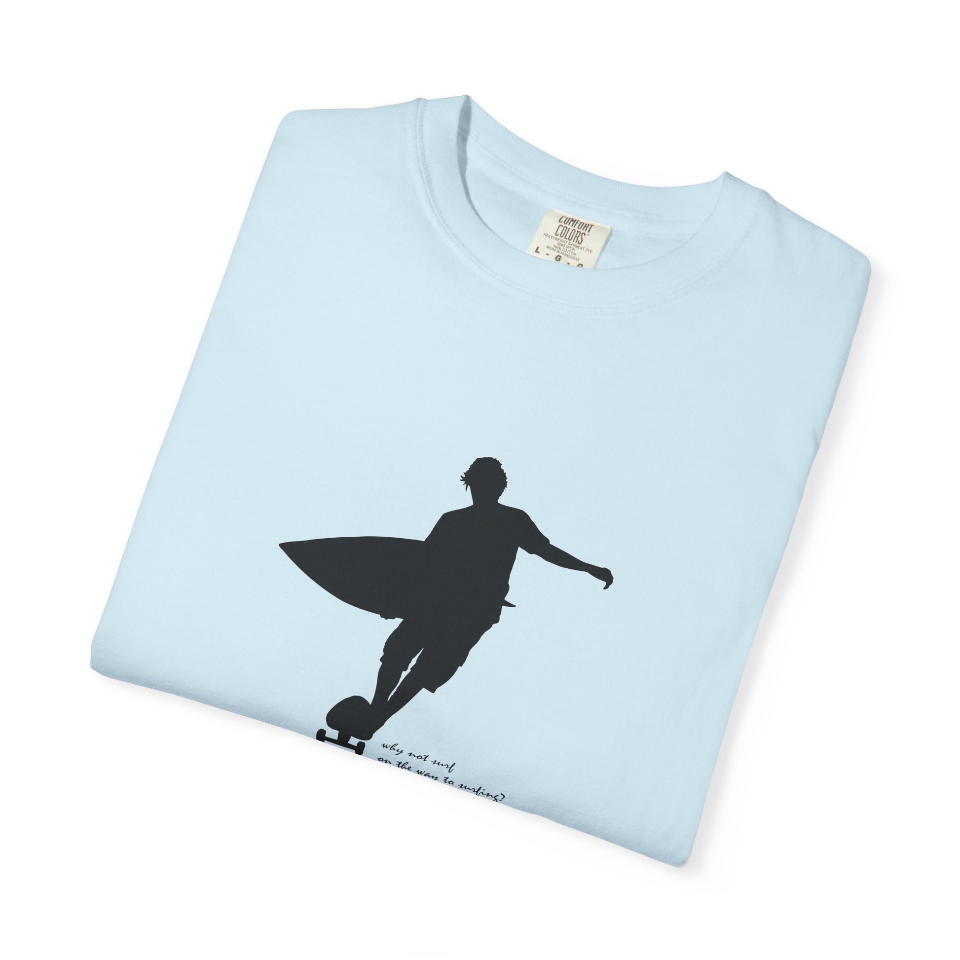 Surfer Silhouette Tee — Minimal Surfboard Graphic T-Shirt