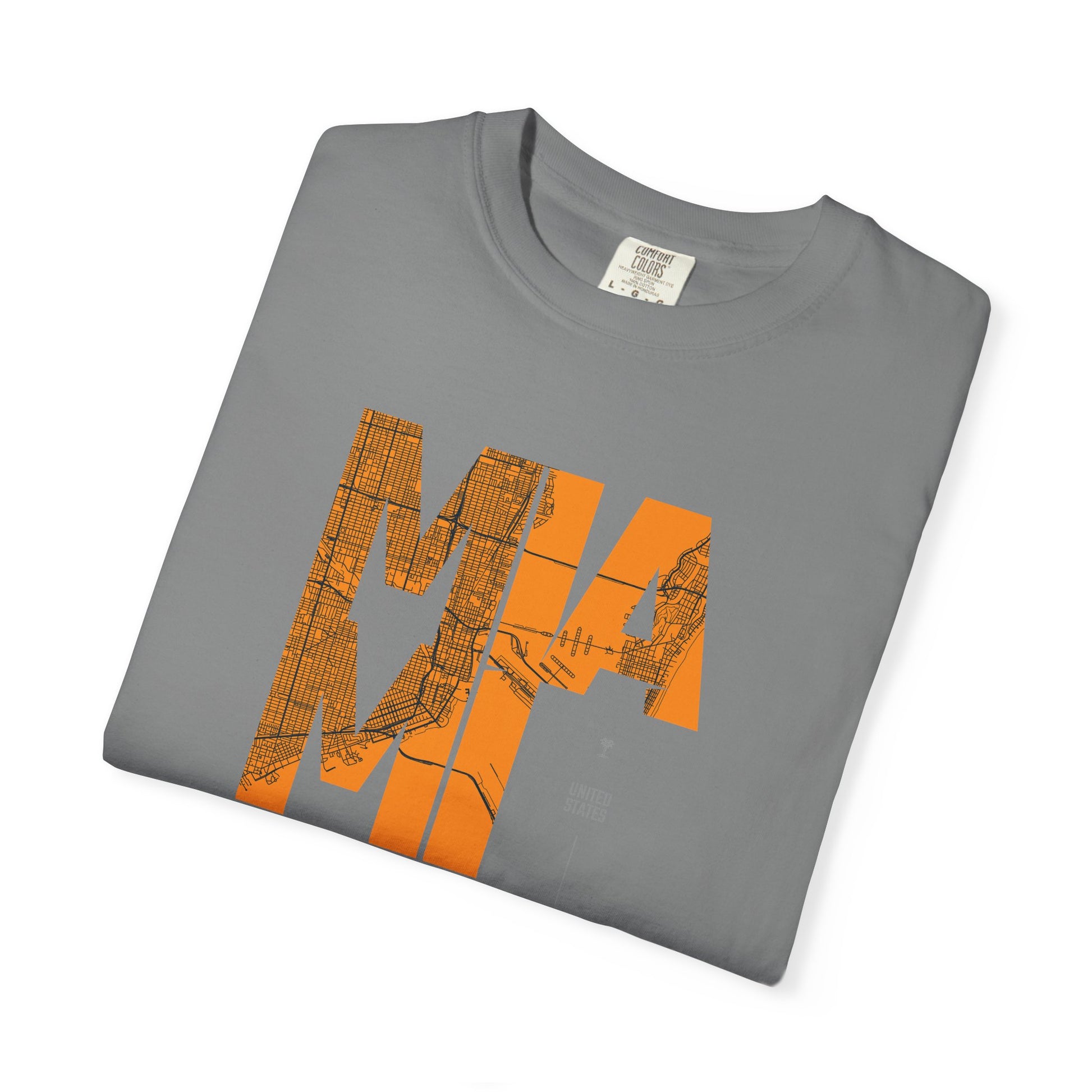 MIA MI Retro Block Graphic T-Shirt — Orange Vintage City Tee