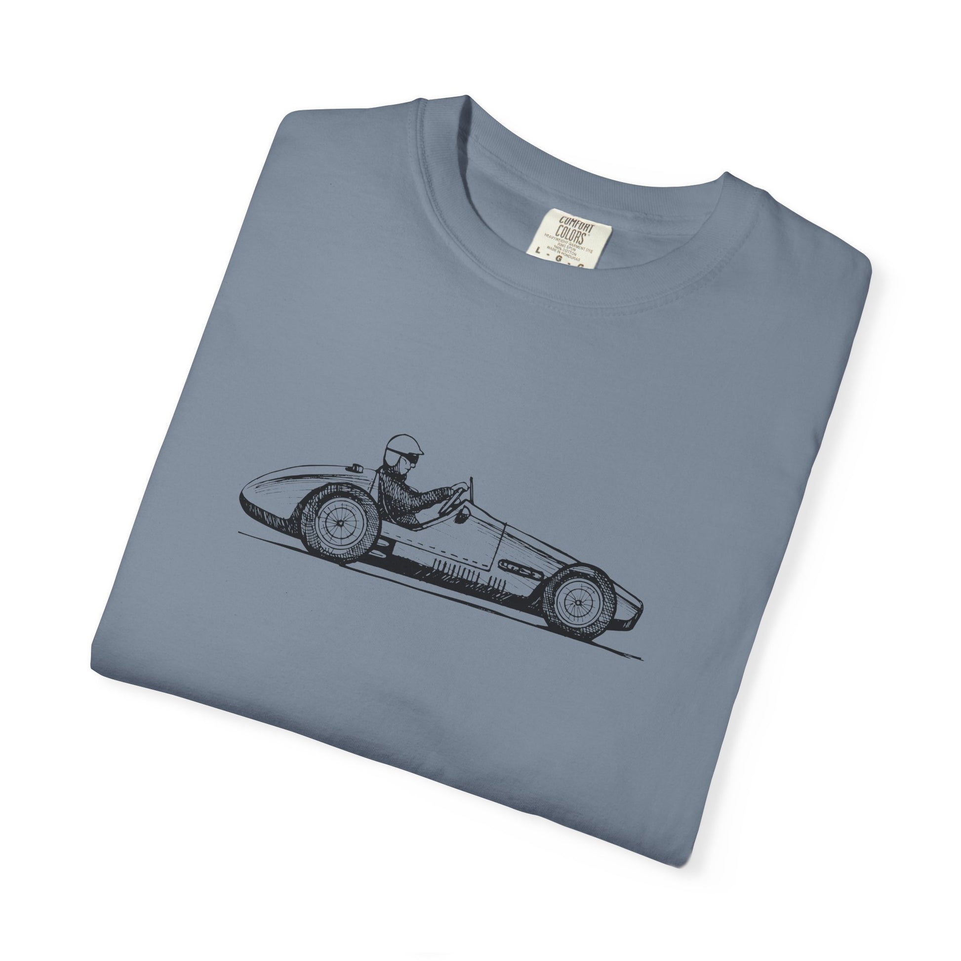 Vintage Racing Car T-Shirt — Classic Open-Wheel Driver Illustration