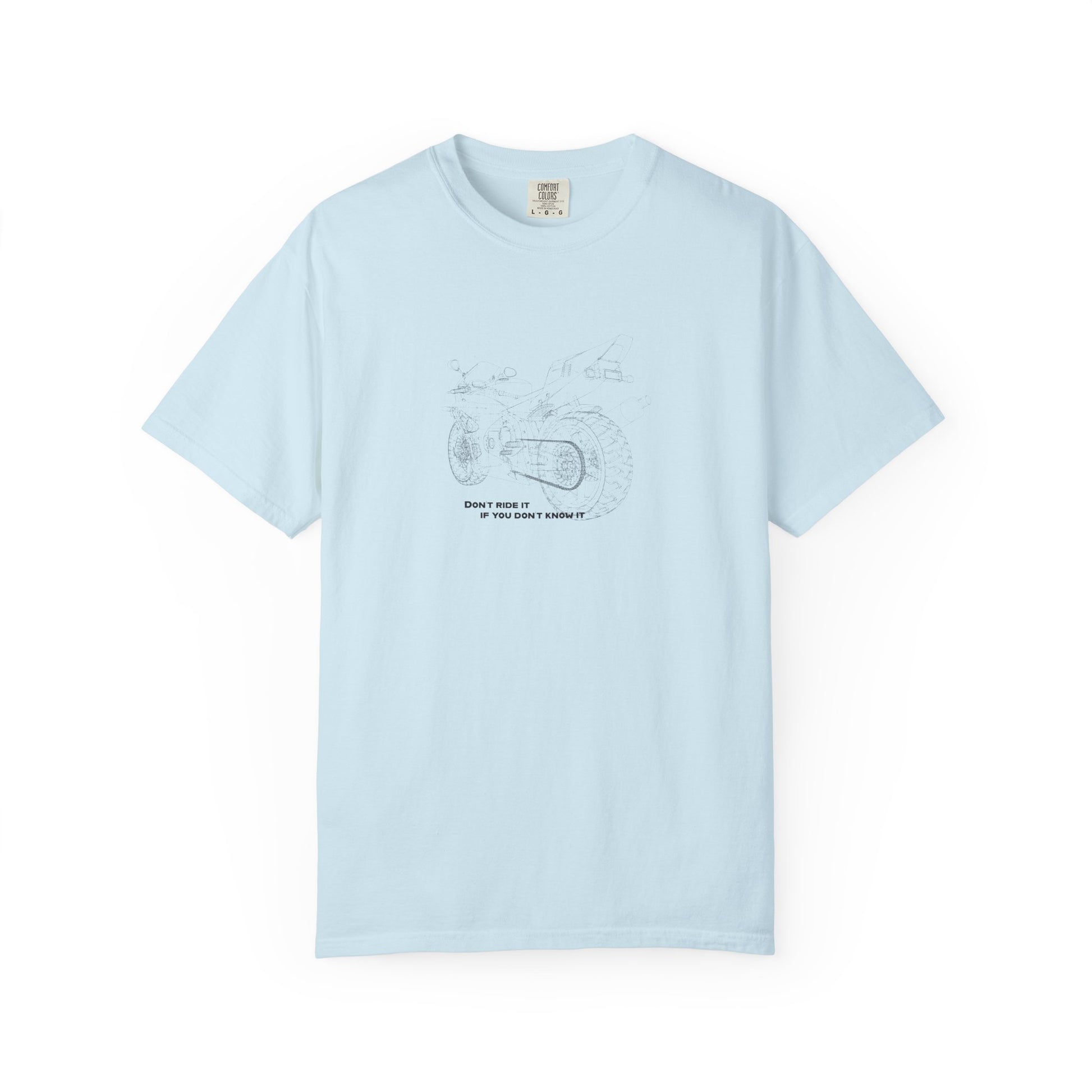 Graphic T-Shirt — Minimalist Tee, Motorcycle drawing