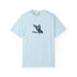 light blue surfer silhouette surfboard tee