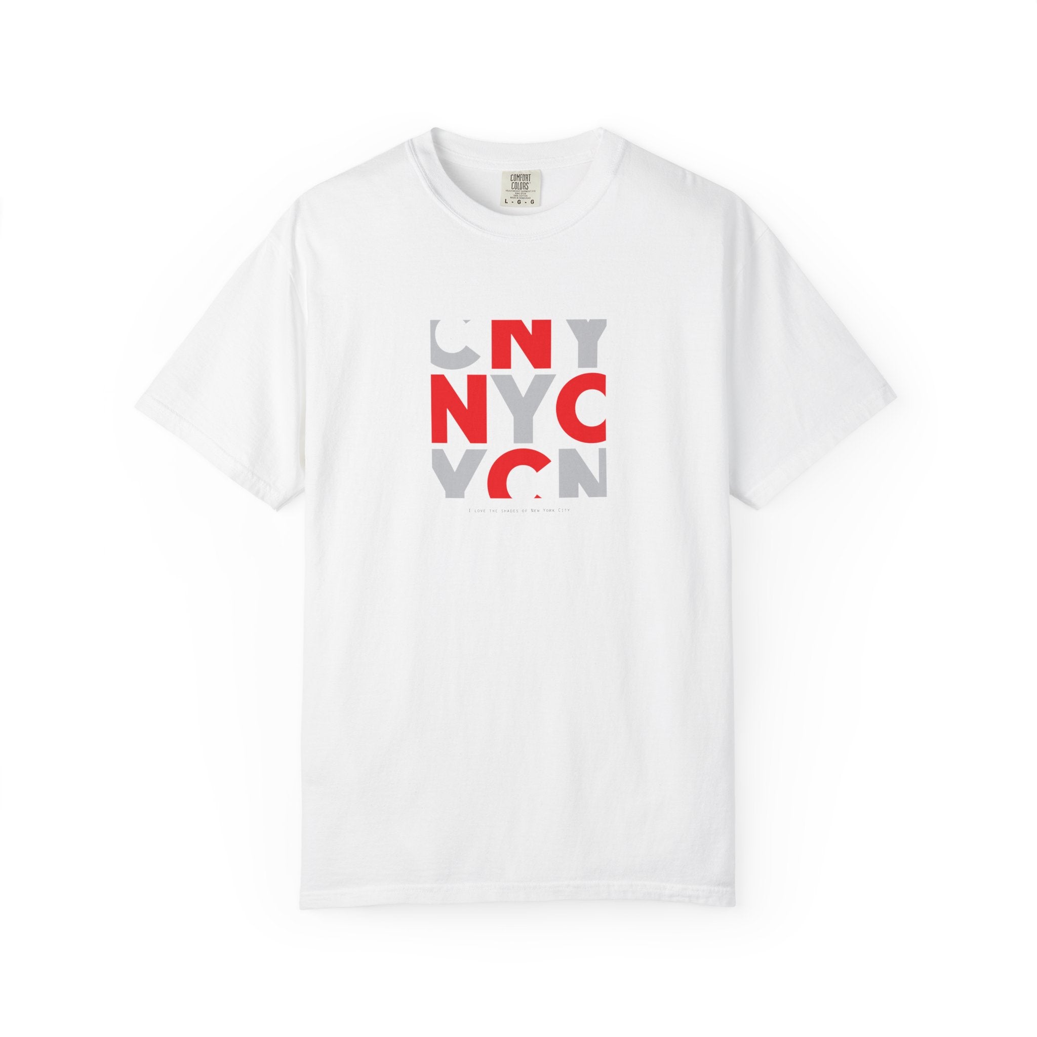 NYC Block Graphic T-Shirt — Retro Red & Gray City Design