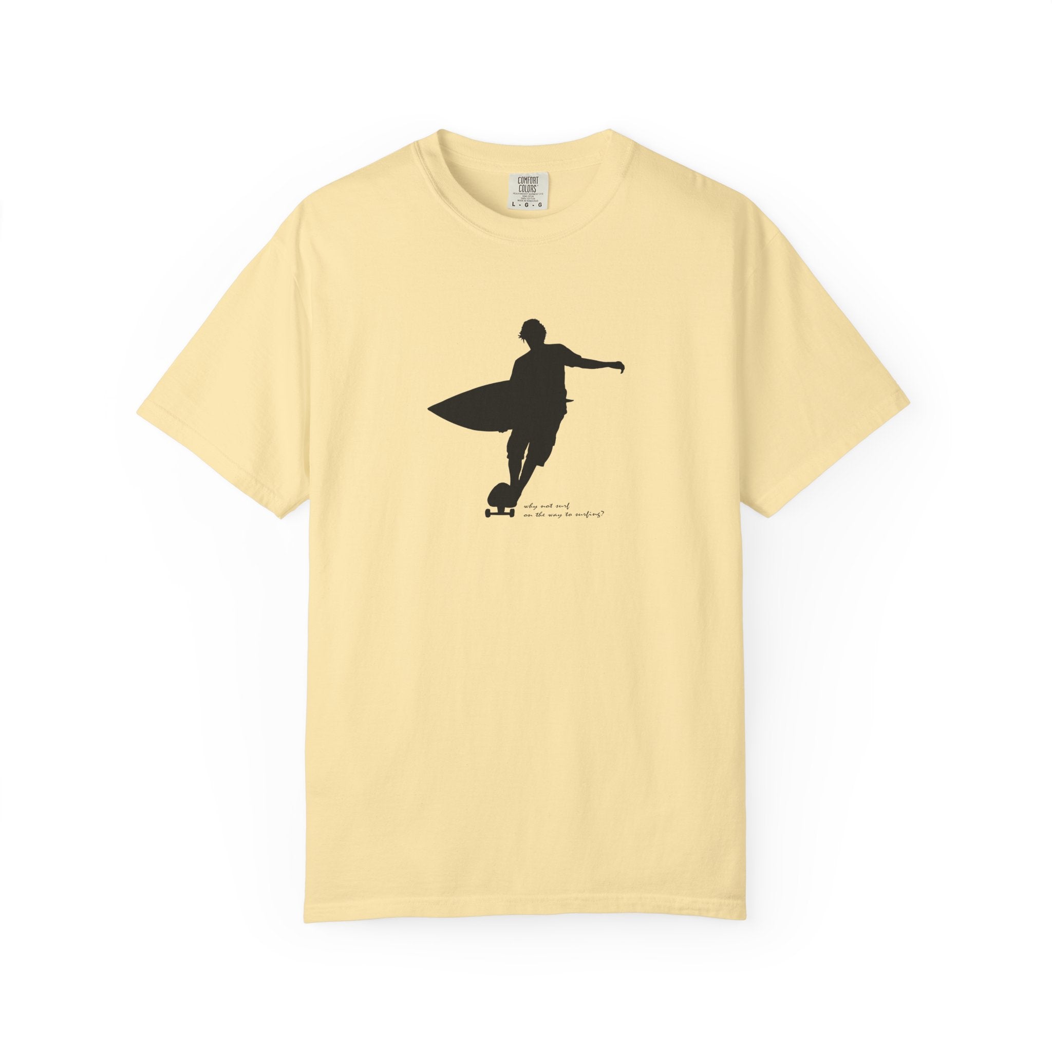Surfer Silhouette Tee — Minimal Surfboard Graphic T-Shirt