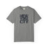 Gray t-shirt with 'New York City' text on a white background