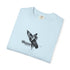 Light blue t-shirt with black graphic design on a white background
