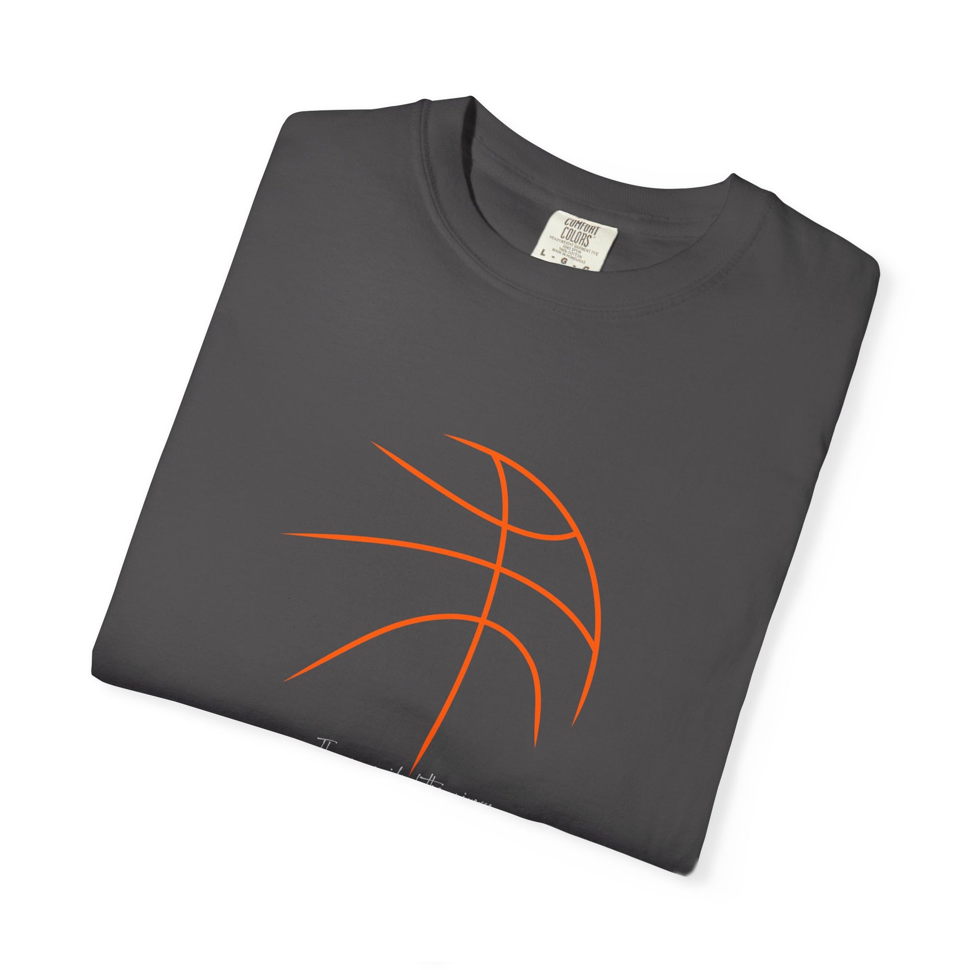Basketball Outline Tee — Minimal Orange Basketball Graphic T-Shirt sport
