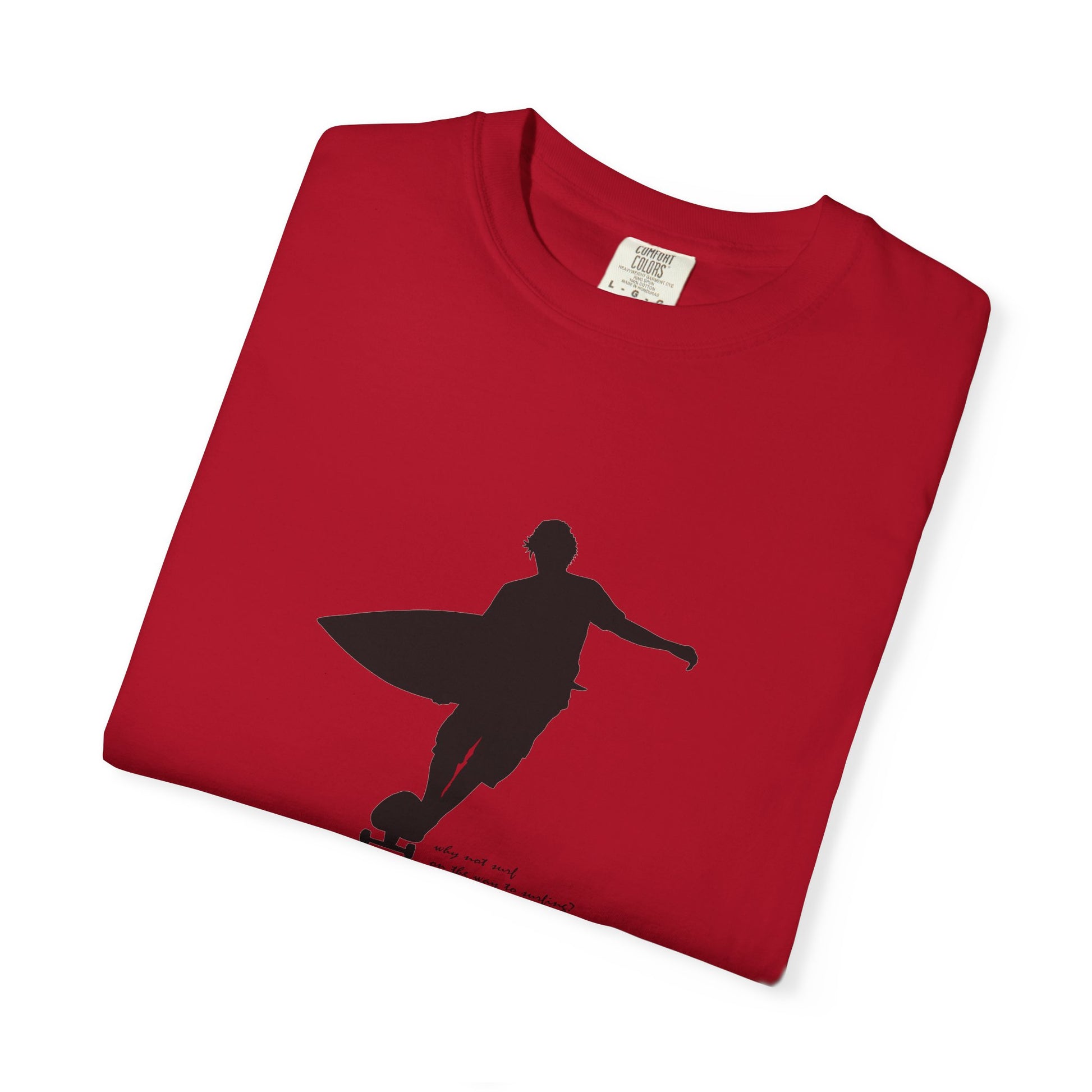 Surfer Silhouette Tee — Minimal Surfboard Graphic T-Shirt