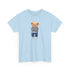 Light blue t-shirt with a teddy bear graphic on a white background