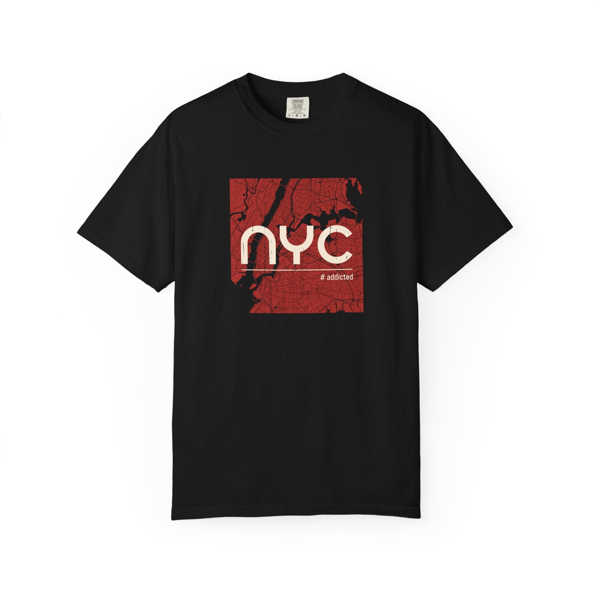 NYC Map Vintage Tee — Garment-Dyed Gray T-Shirt with Retro City Skyline Graphic world