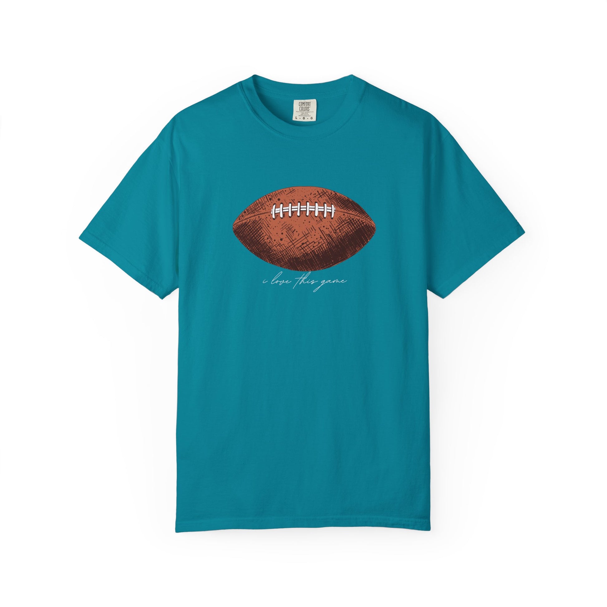 Football Graphic T-Shirt — Vintage Game Day Tee with "Love the Game" Script sport