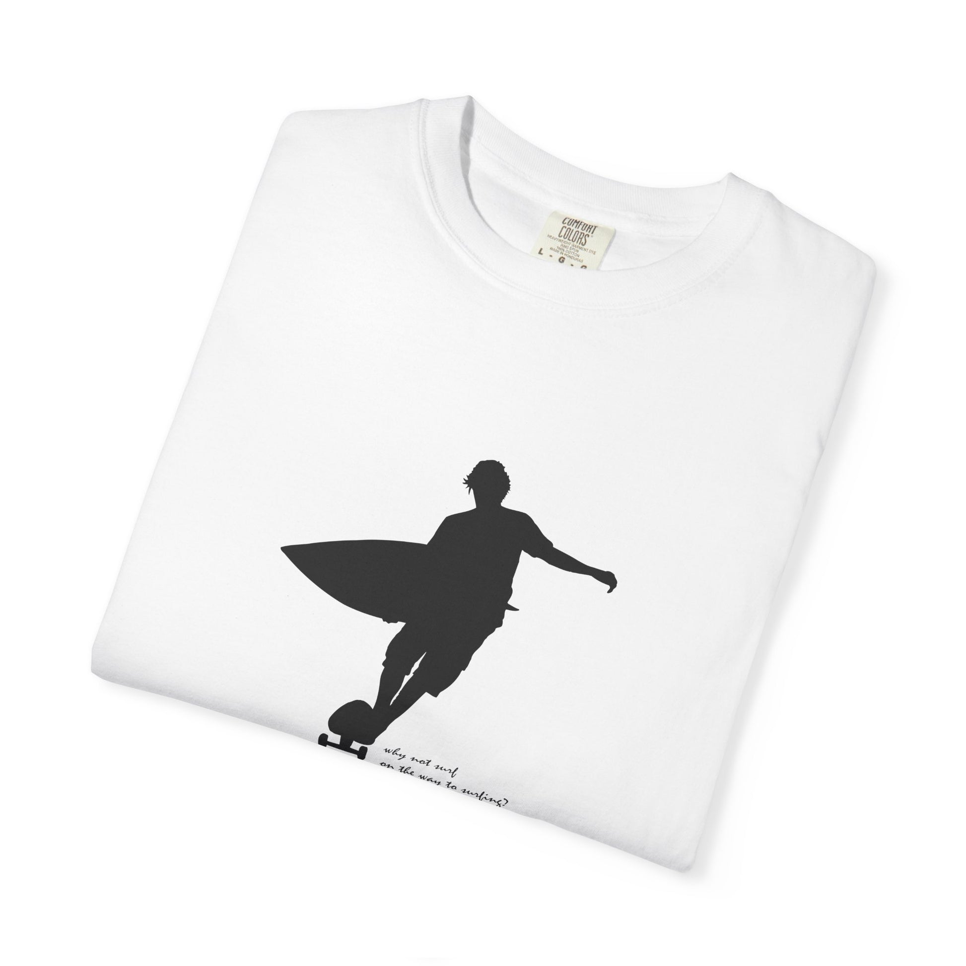 Surfer Silhouette Tee — Minimal Surfboard Graphic T-Shirt