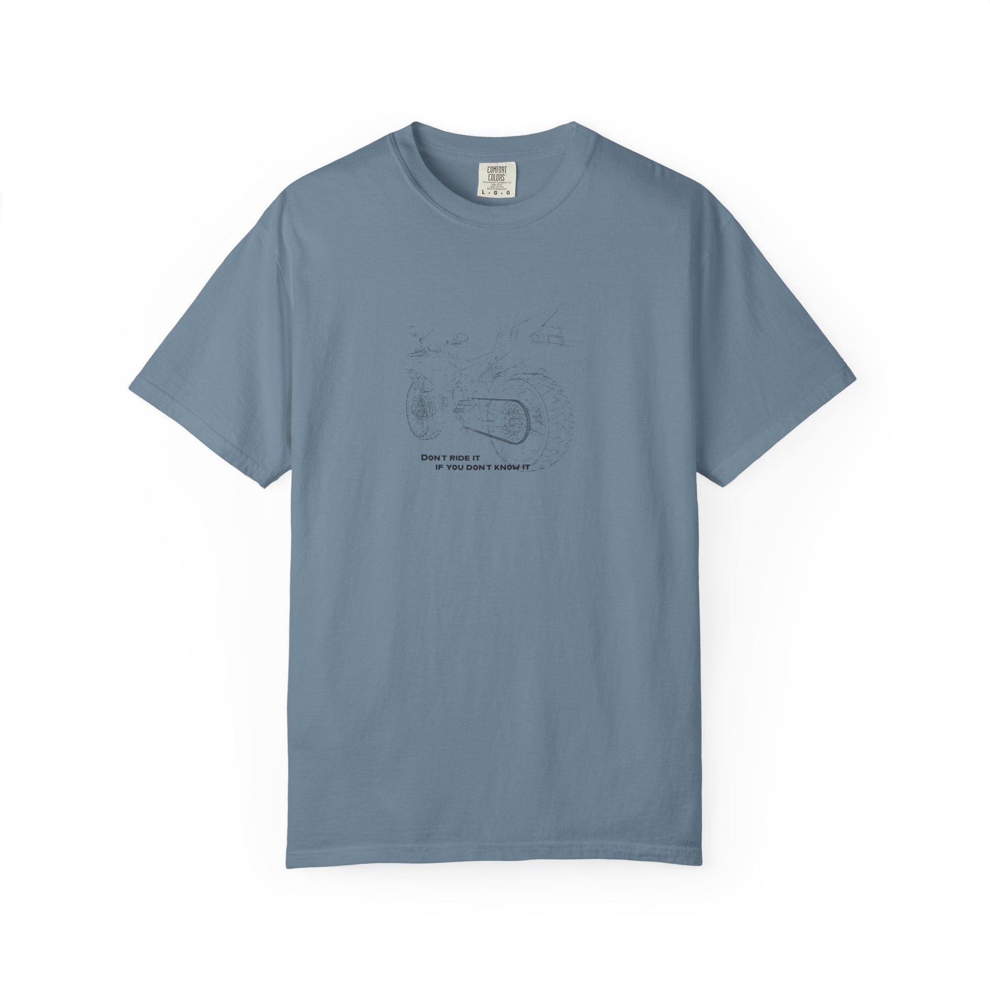 Graphic T-Shirt — Minimalist Tee, Motorcycle drawing