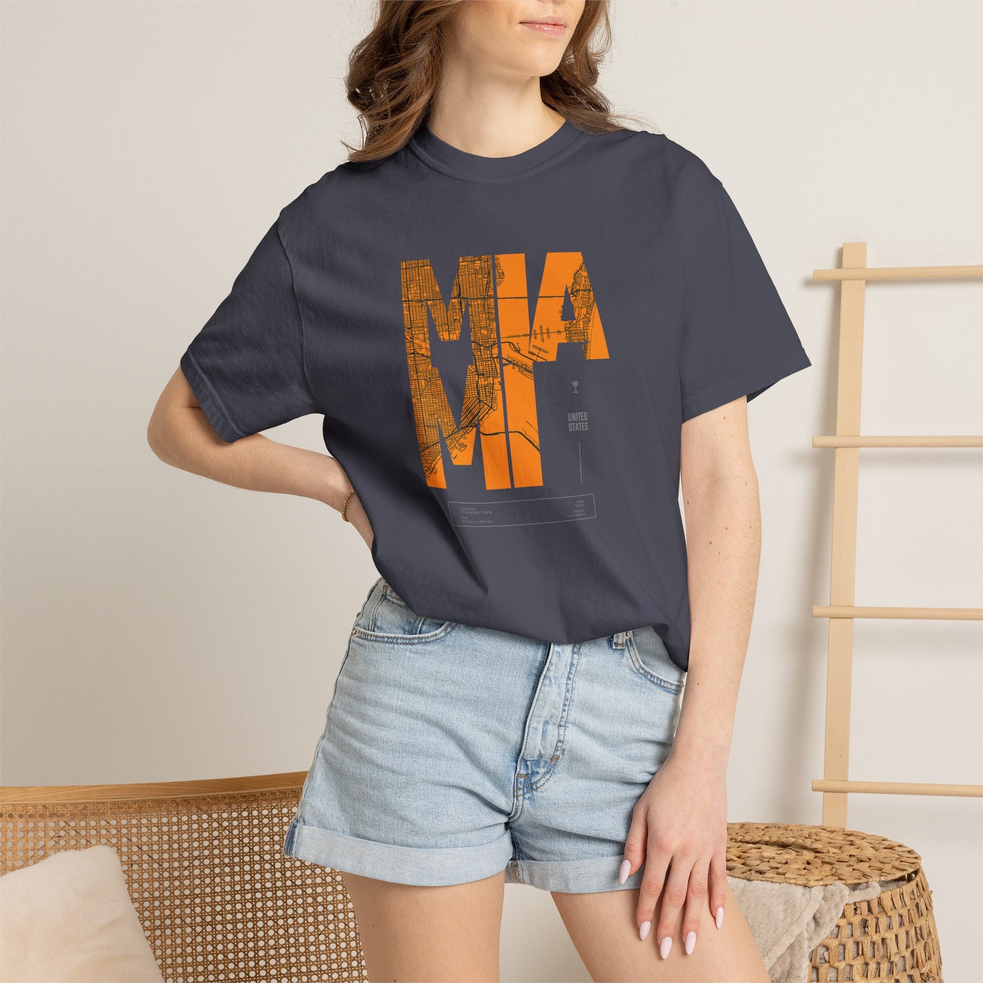 MIA MI Retro Block Graphic T-Shirt — Orange Vintage City Tee
