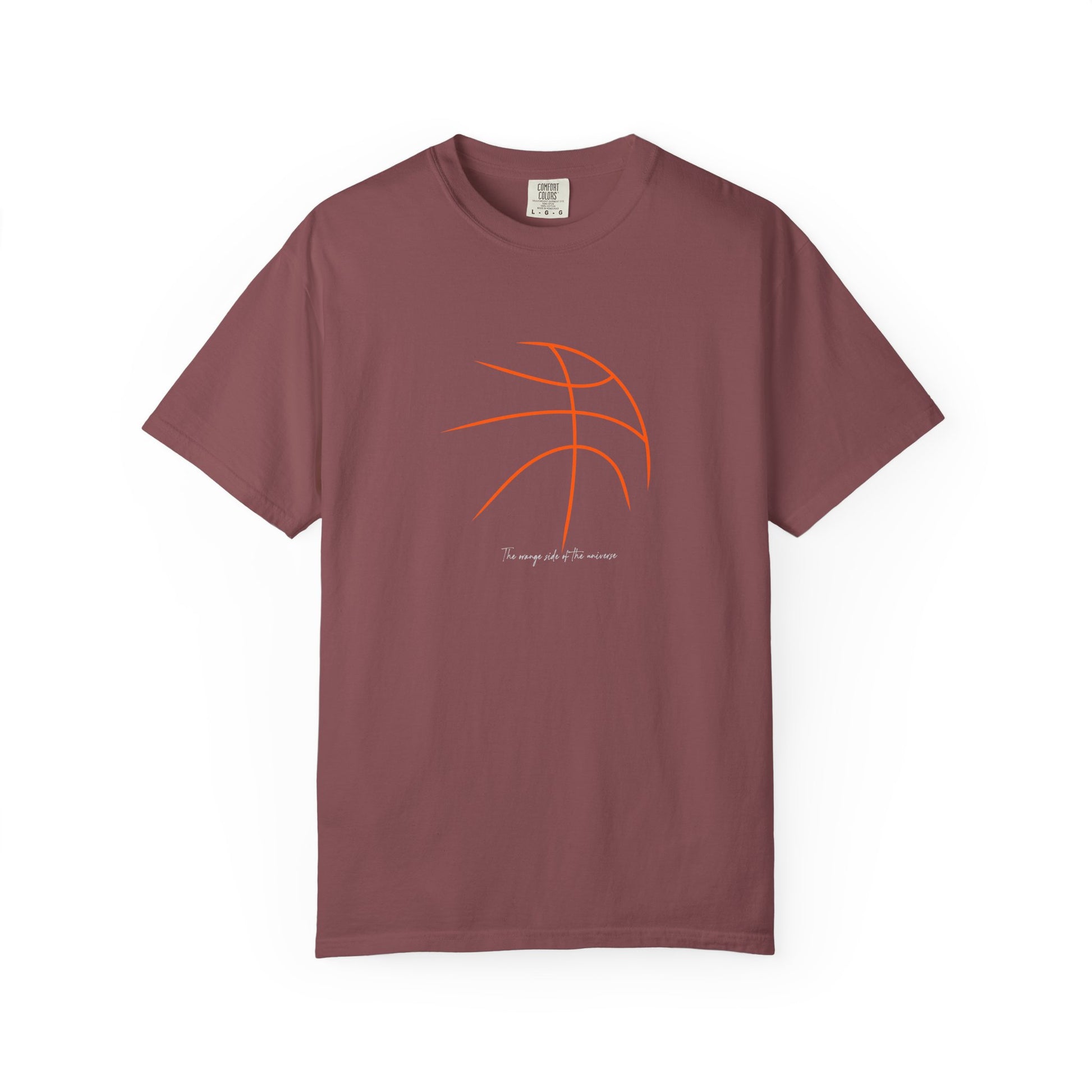 Basketball Outline Tee — Minimal Orange Basketball Graphic T-Shirt sport
