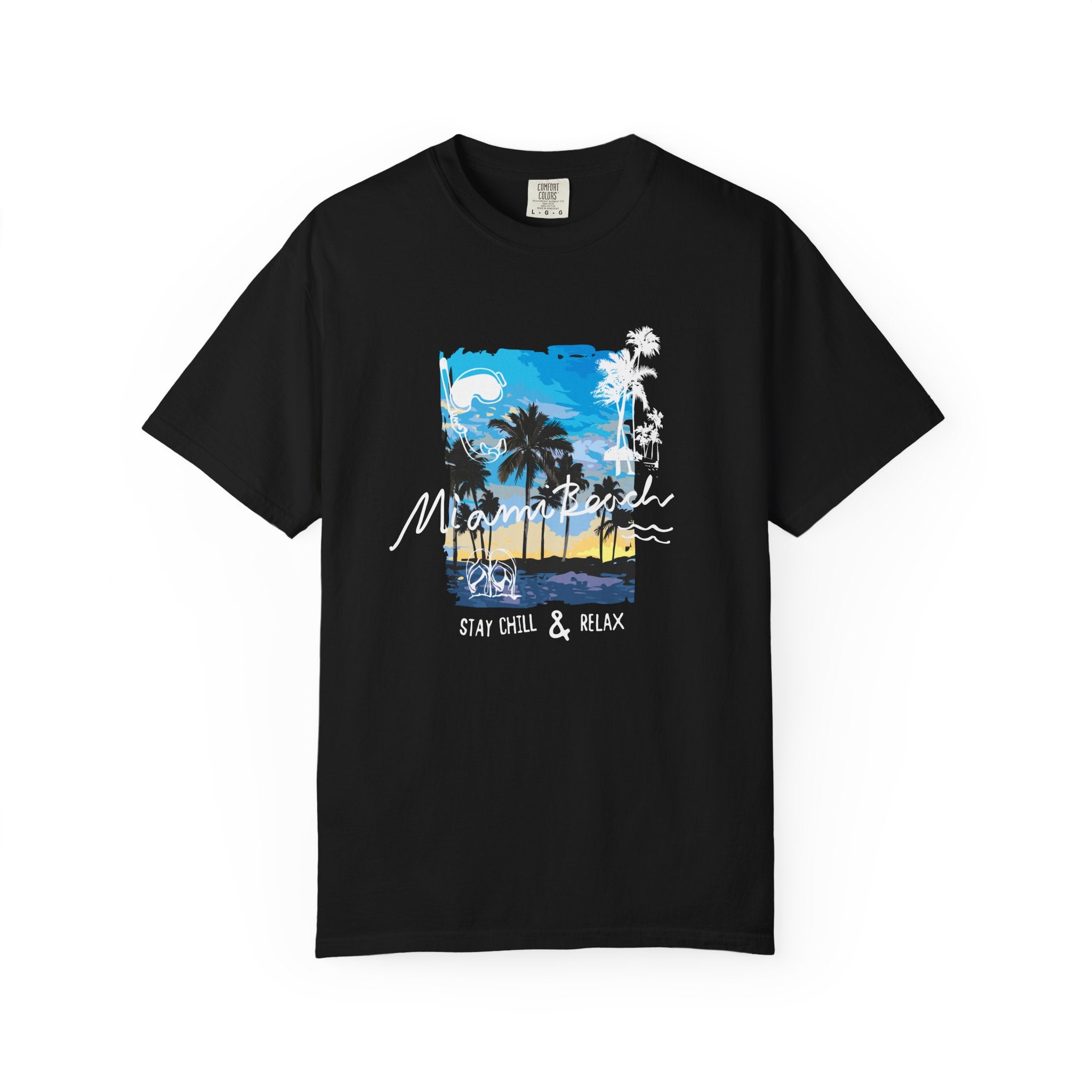 Maui Beach T-Shirt — "Stay Chill & Relax" Tropical Palm Sunset Tee
