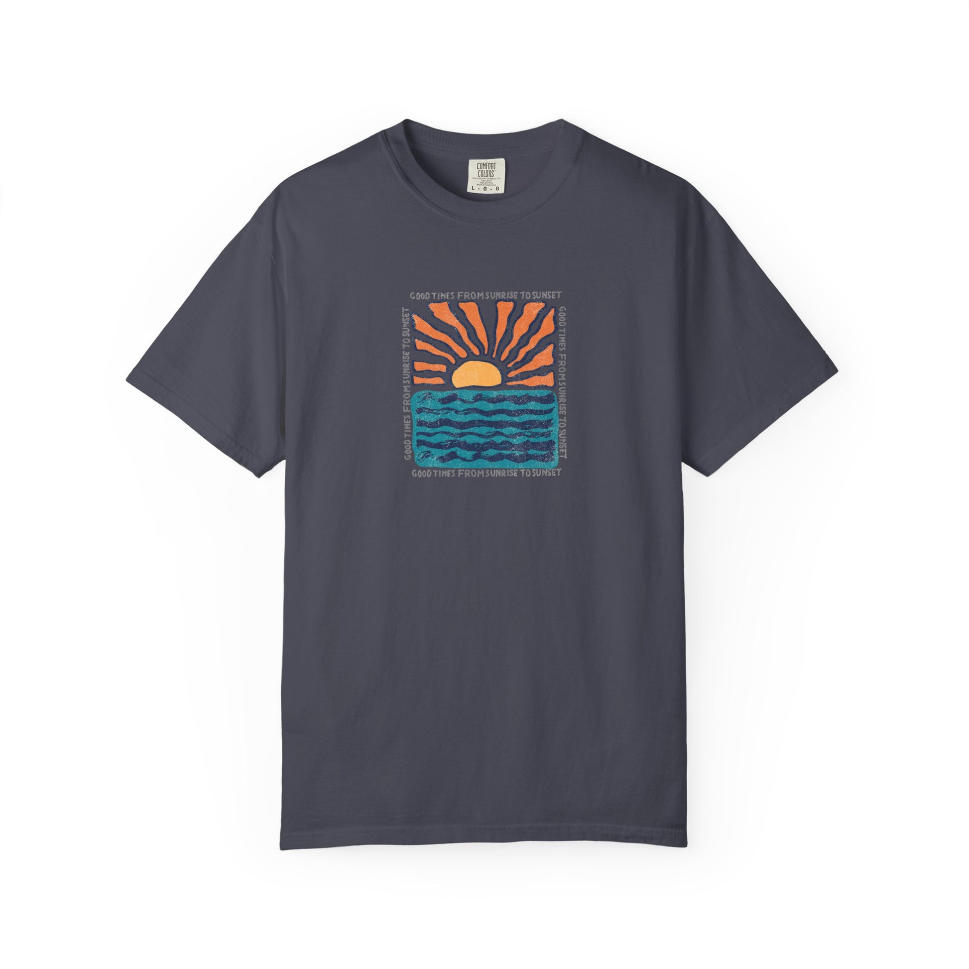 gray t-shirt with a fish design on a white background