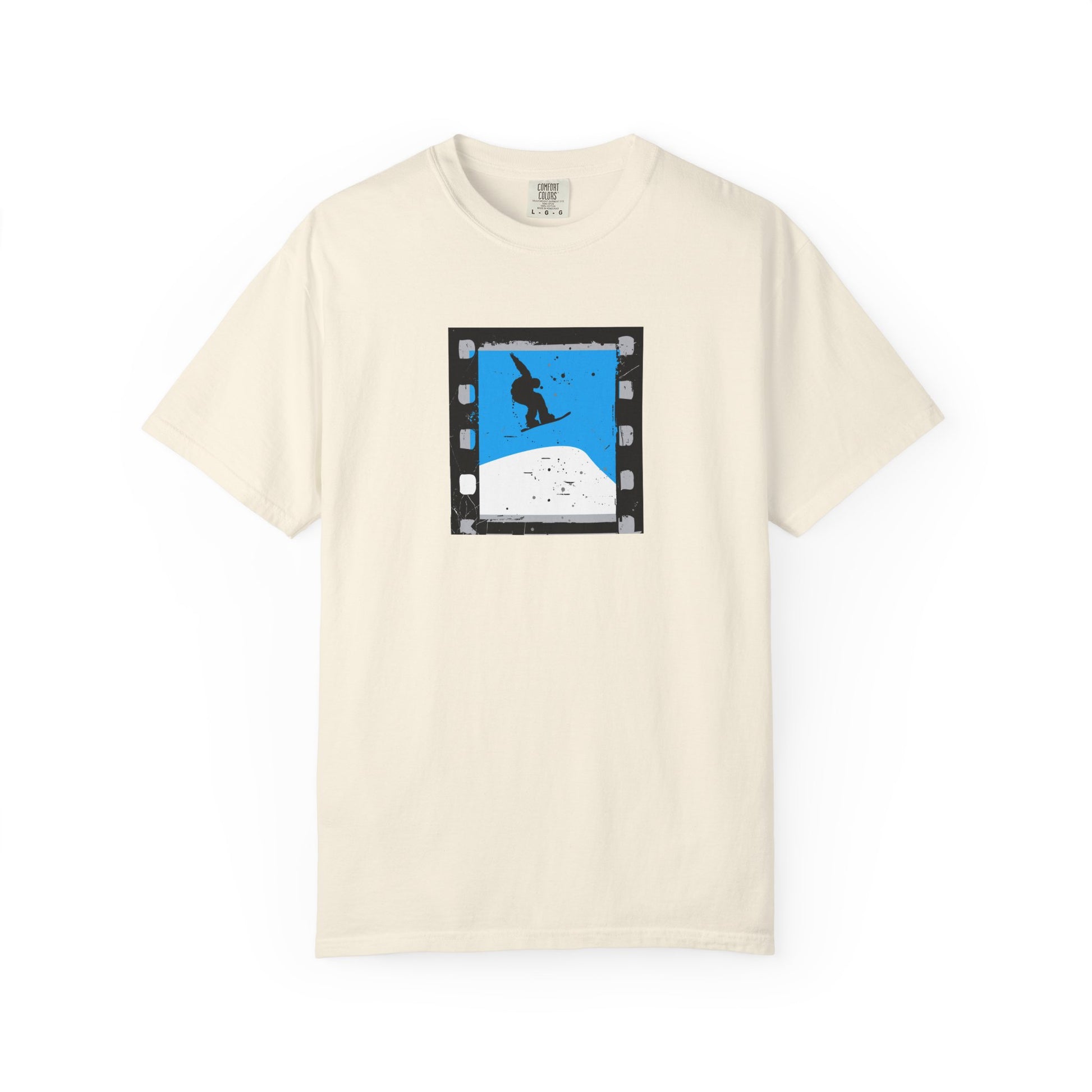Surfing Filmstrip Graphic T-Shirt — Blue Wave Skate Silhouette