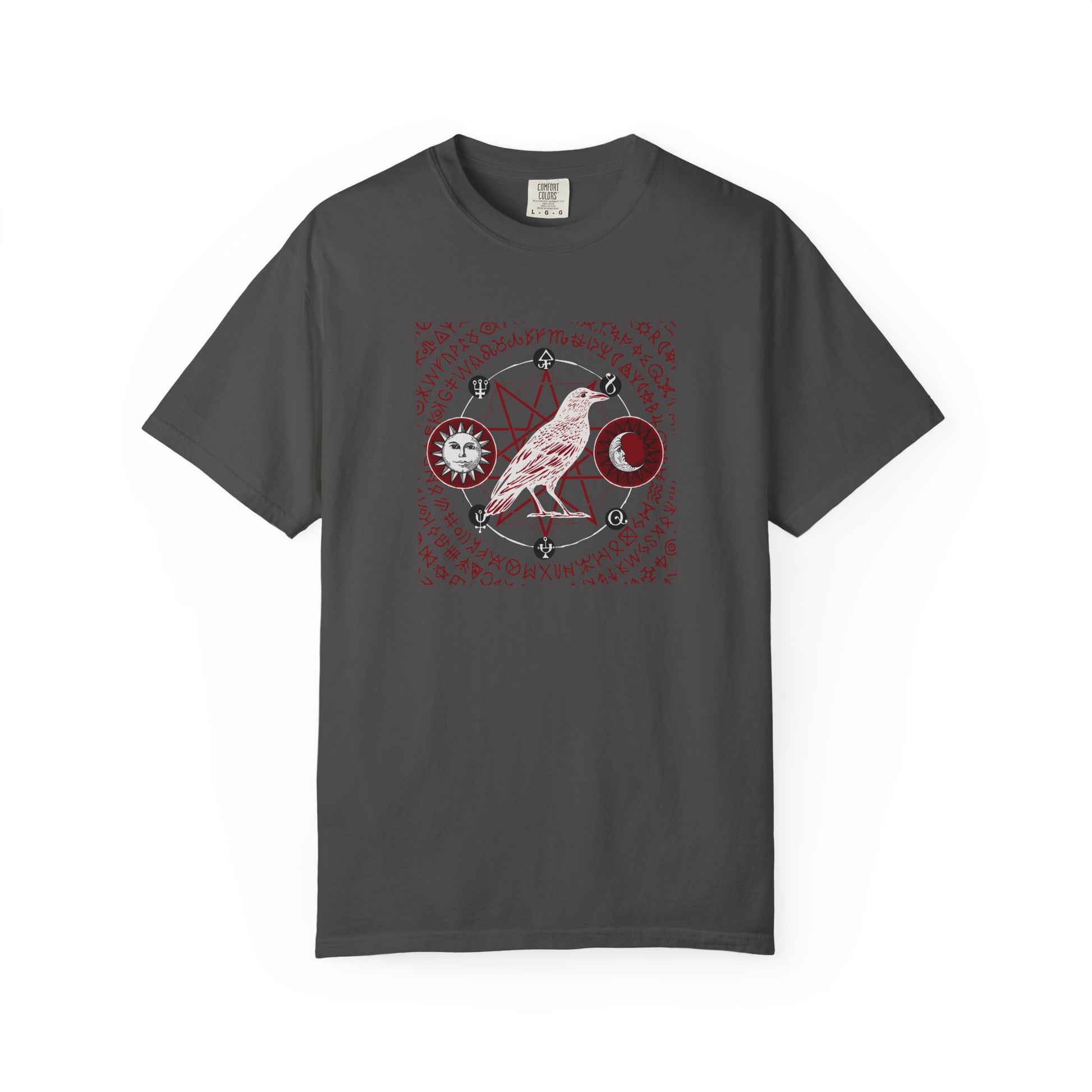 Purple t-shirt with 'The Wish room' text and graphic on a white background