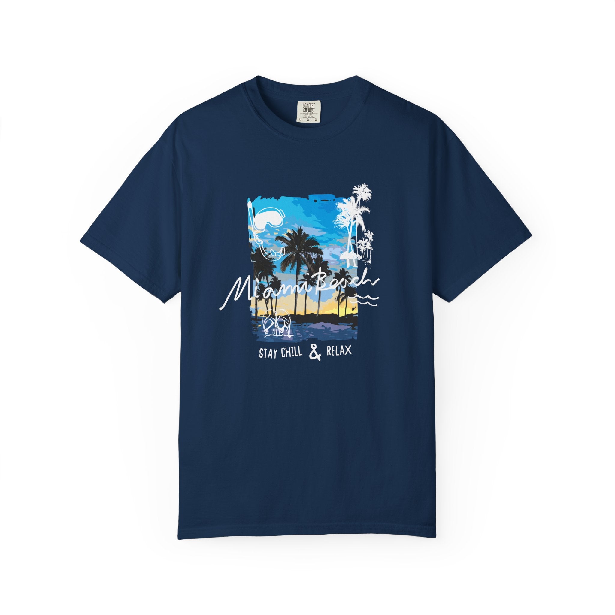 Maui Beach T-Shirt — "Stay Chill & Relax" Tropical Palm Sunset Tee