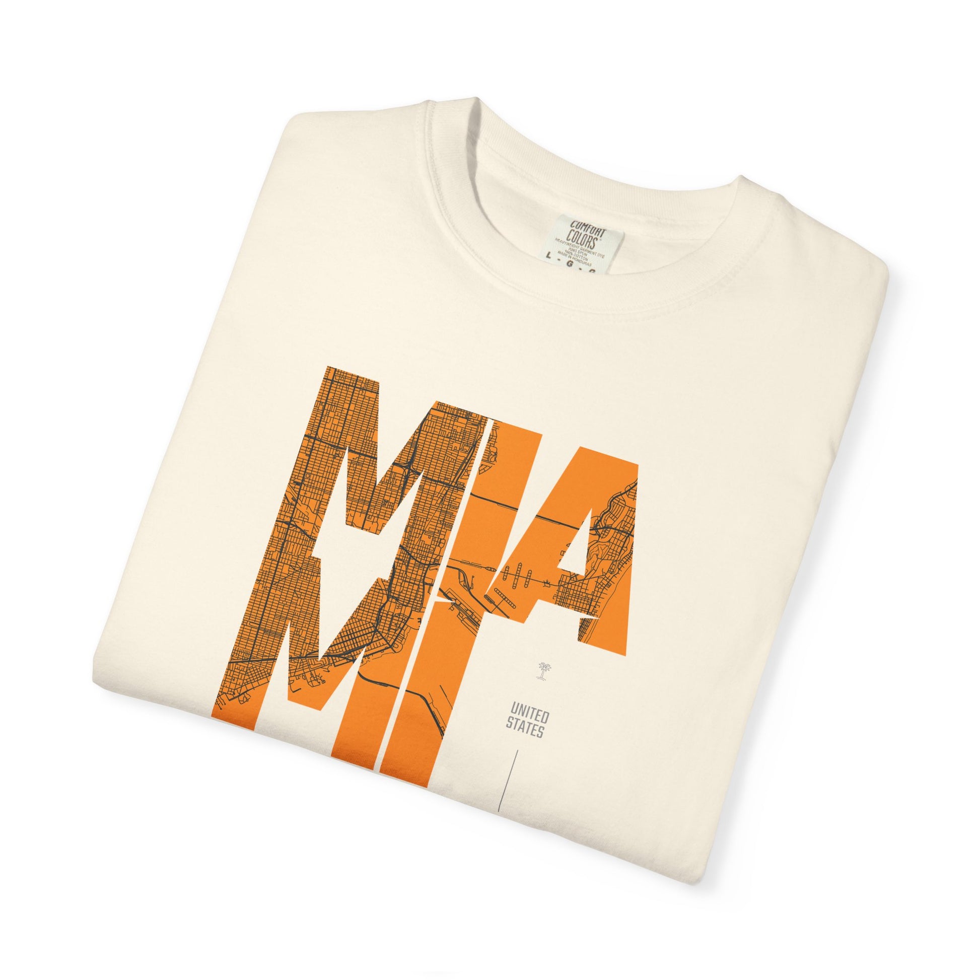 MIA MI Retro Block Graphic T-Shirt — Orange Vintage City Tee