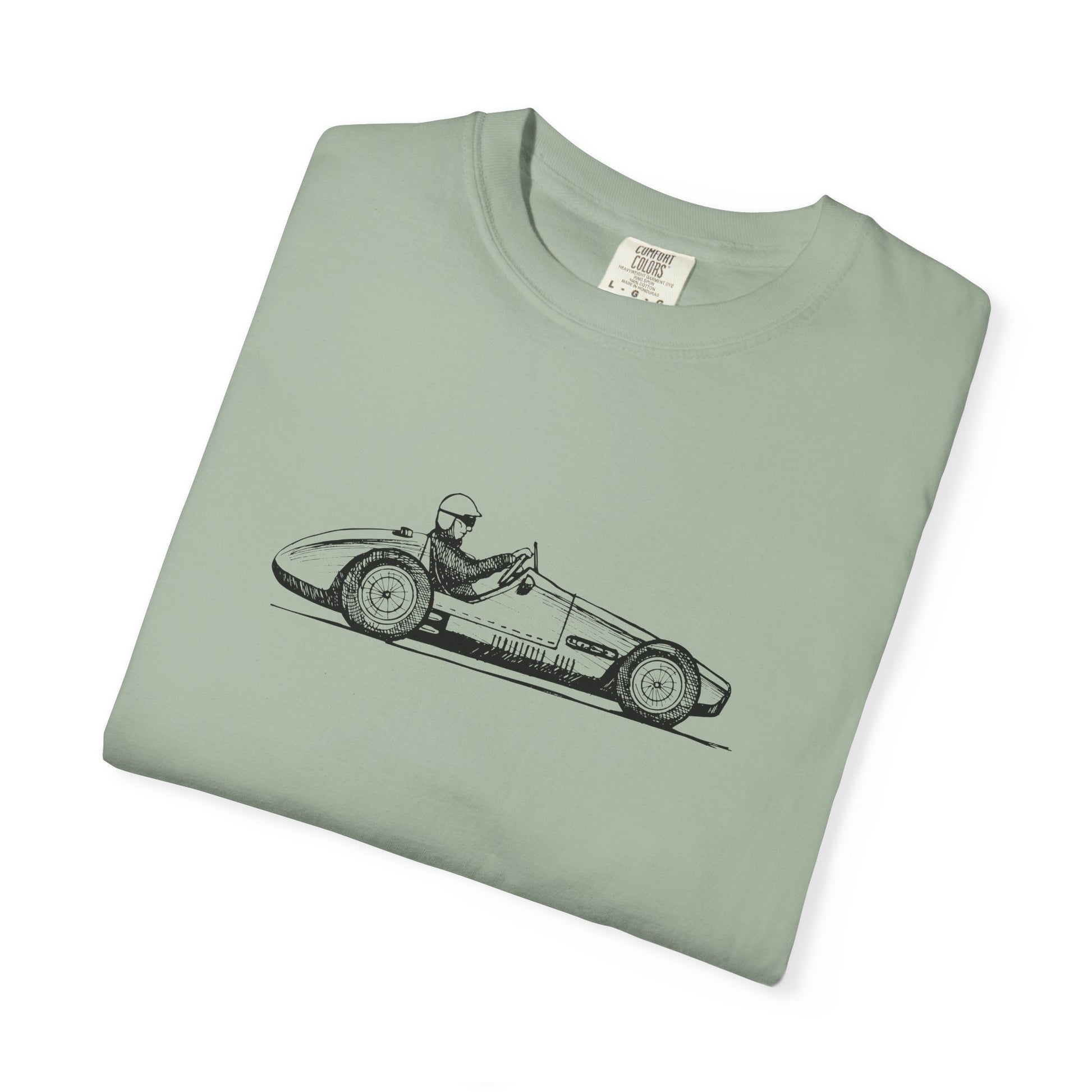 Vintage Racing Car T-Shirt — Classic Open-Wheel Driver Illustration