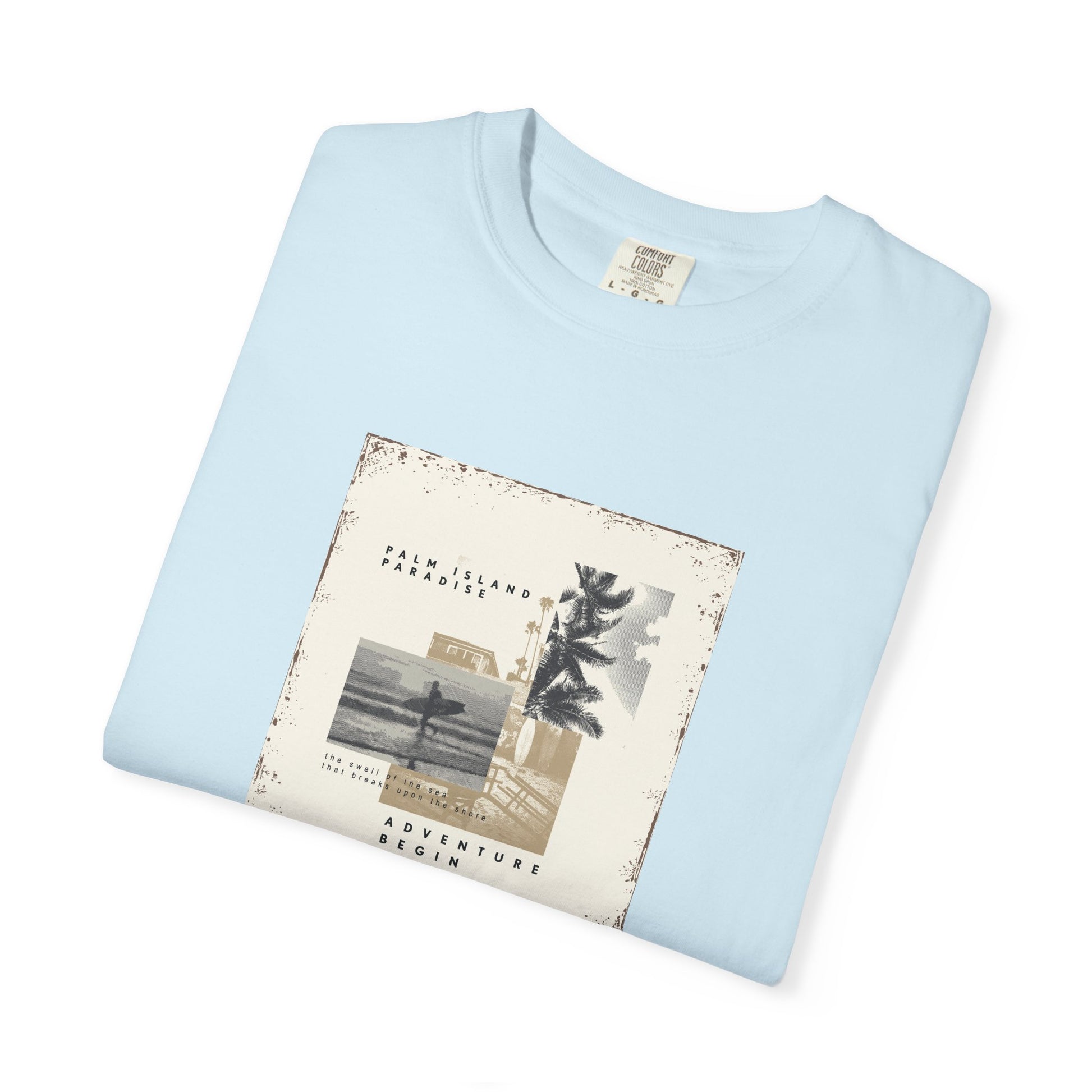 Vintage Beach Photo T-Shirt — 'Good Vibes' Coastal Graphic Tee