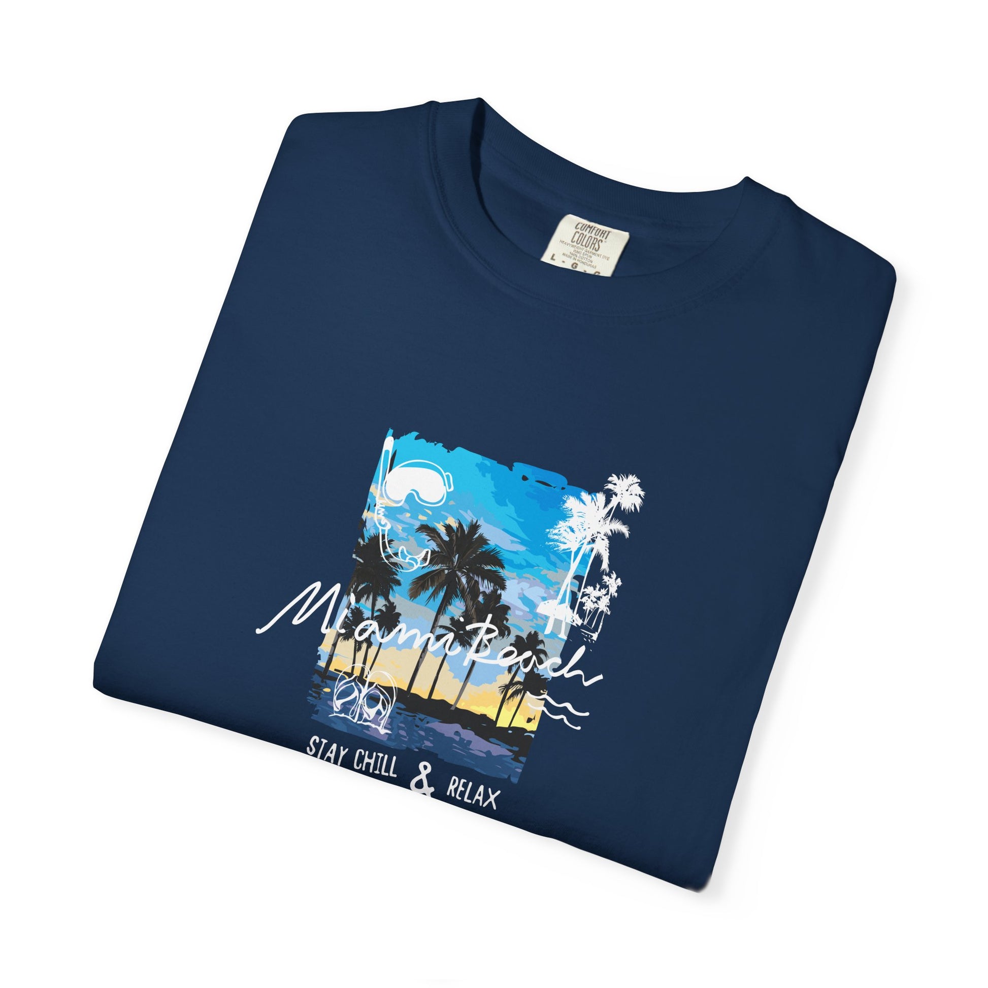 Maui Beach T-Shirt — "Stay Chill & Relax" Tropical Palm Sunset Tee