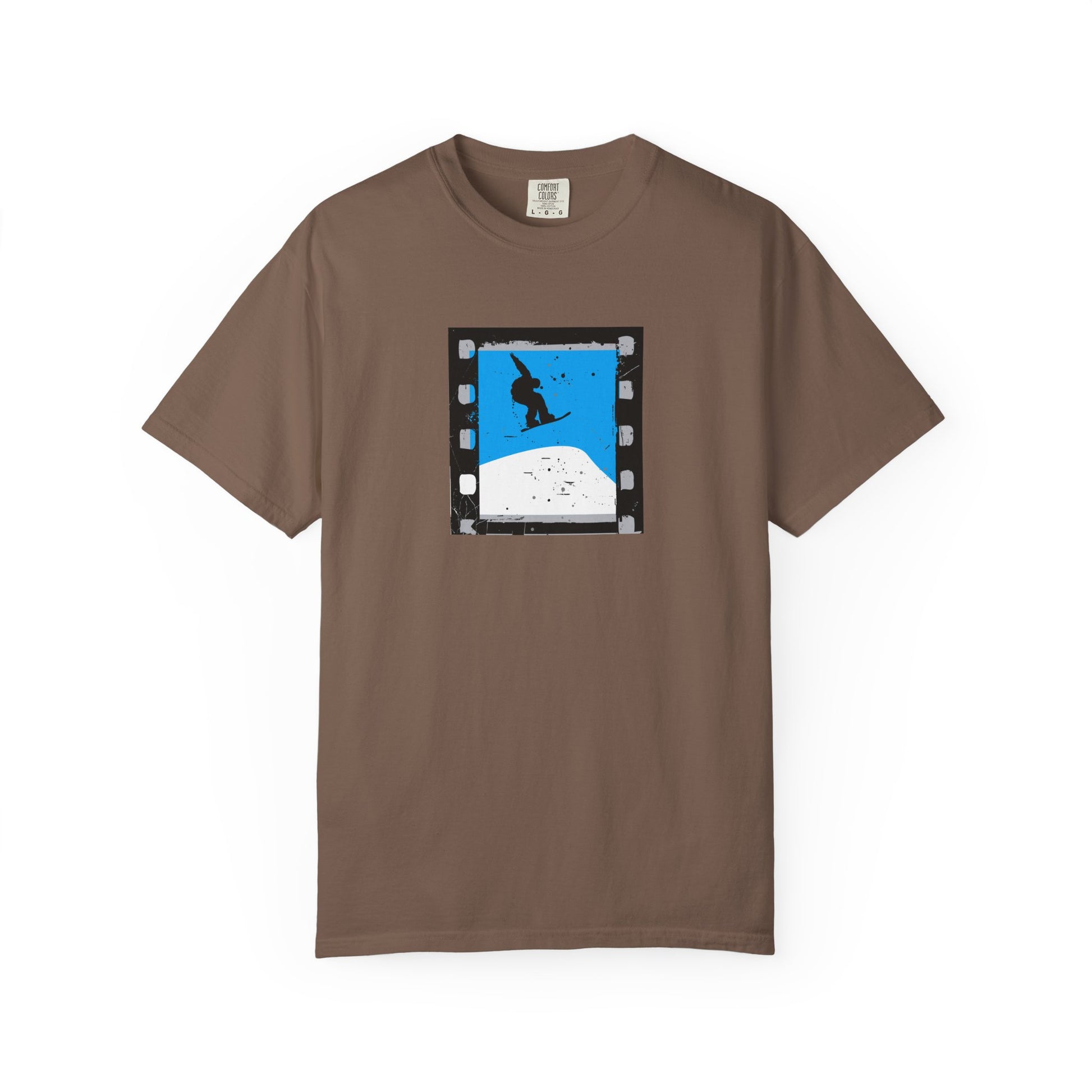 Surfing Filmstrip Graphic T-Shirt — Blue Wave Skate Silhouette