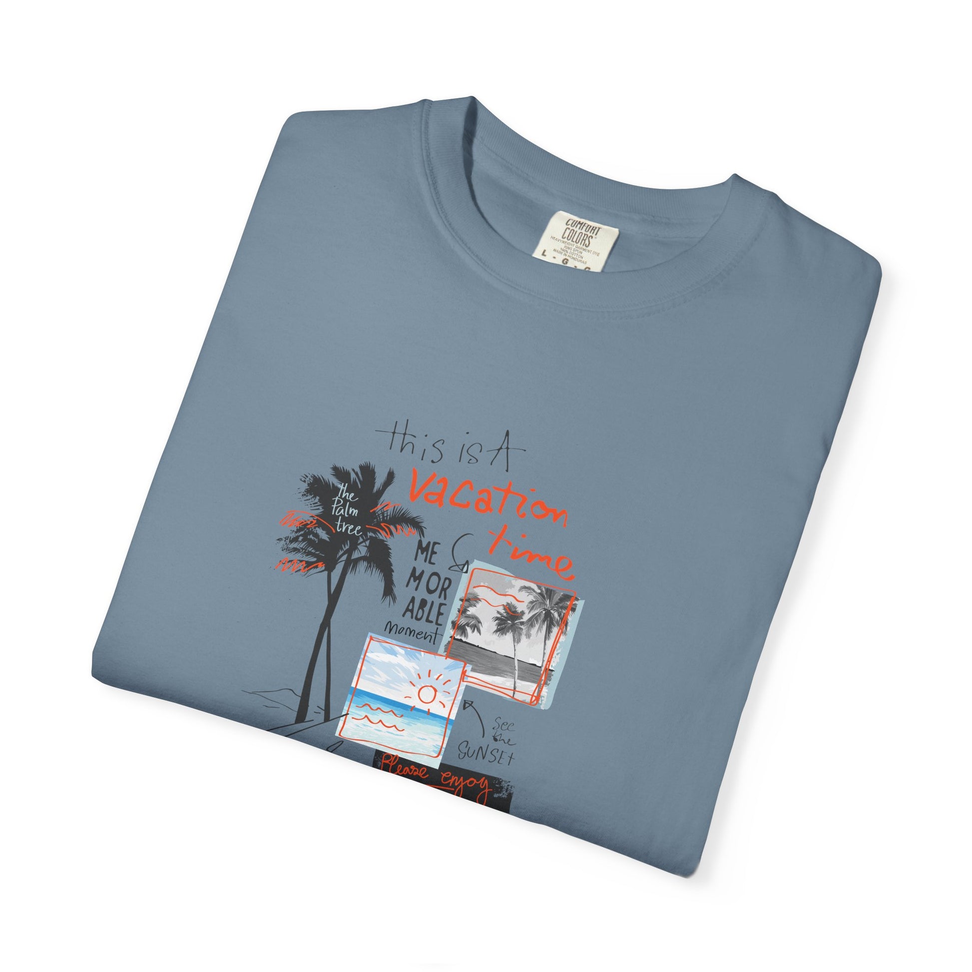 Vacation Vibes Graphic T-Shirt — Palm Tree Collage Tee Breeze