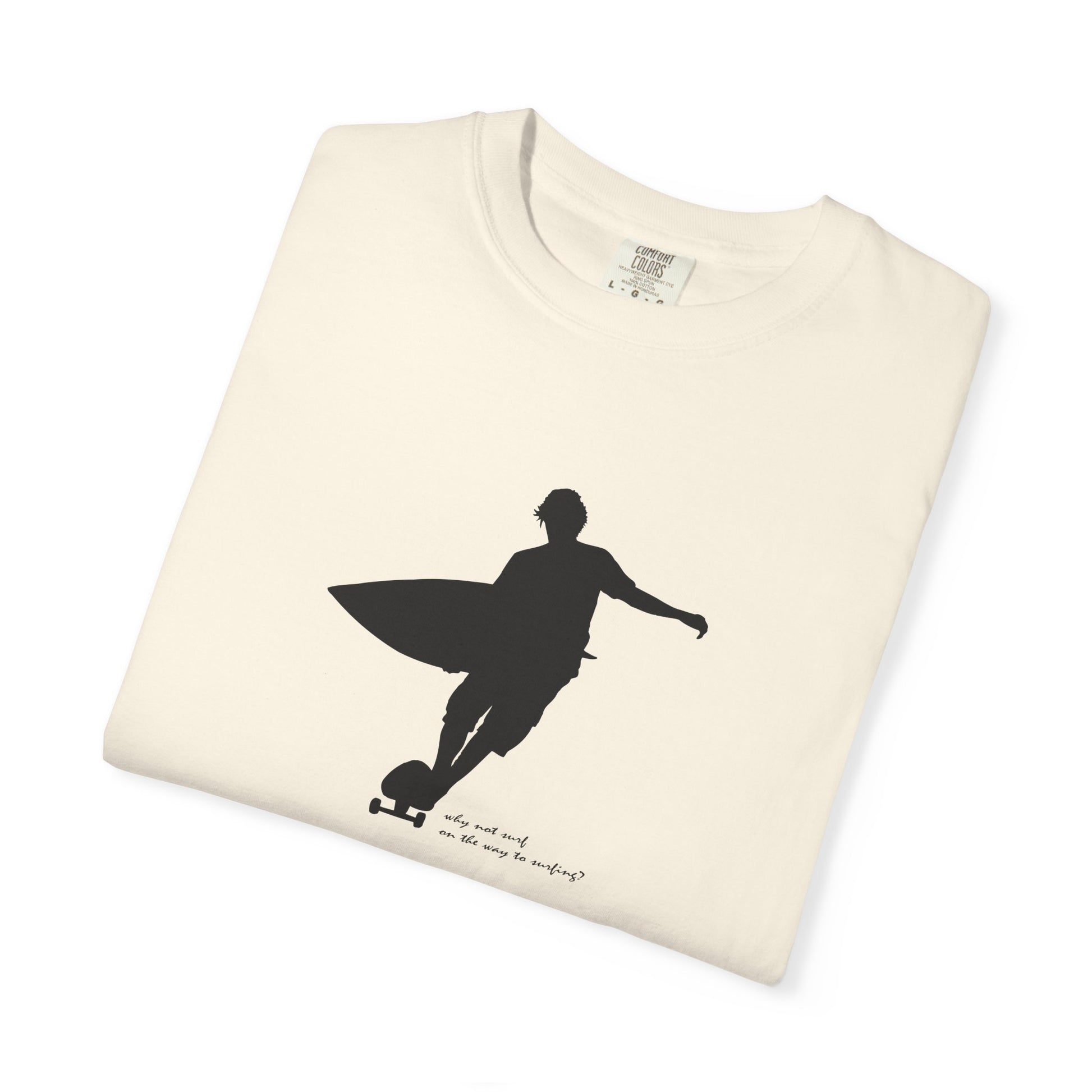 Surfer Silhouette Tee — Minimal Surfboard Graphic T-Shirt