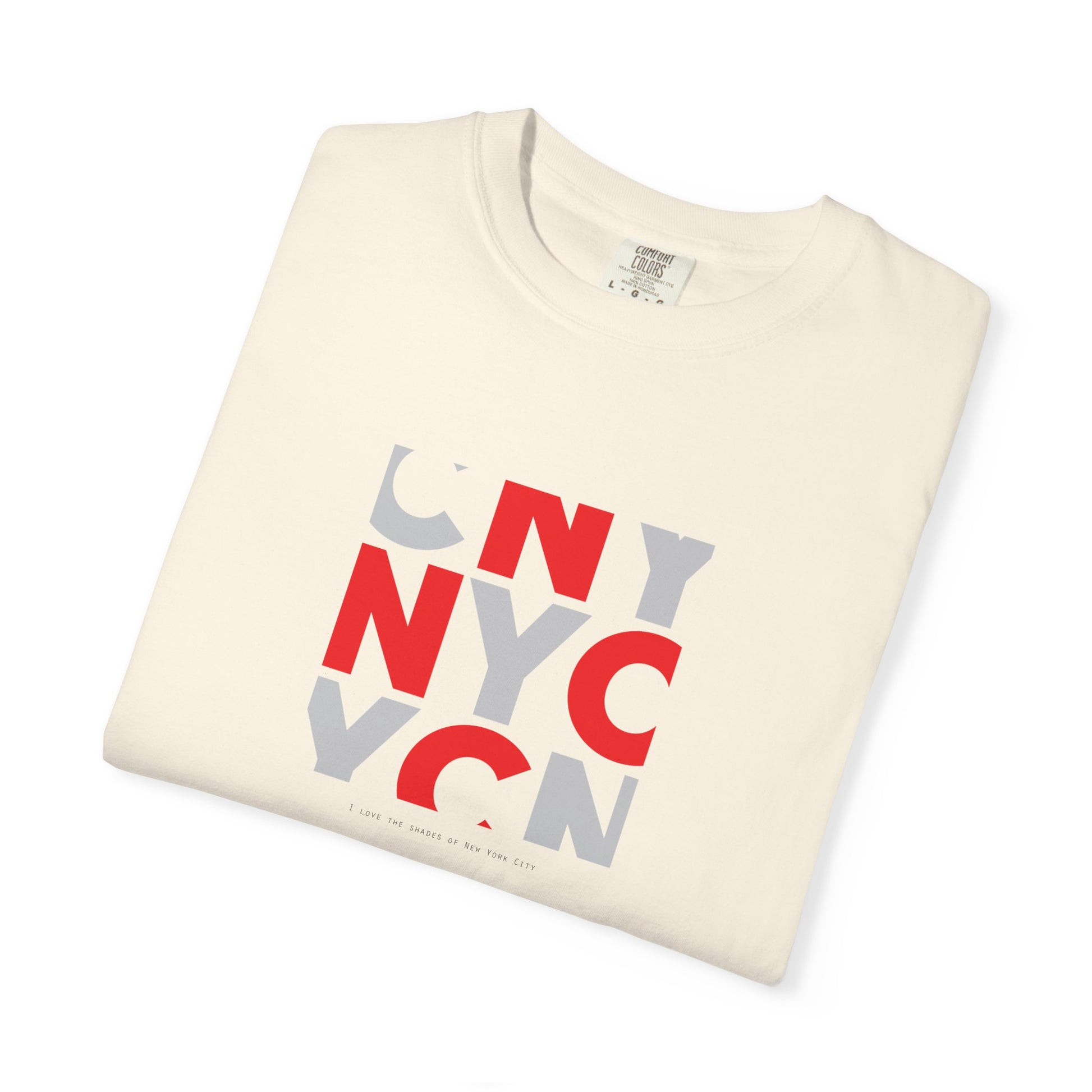 NYC Block Graphic T-Shirt — Retro Red & Gray City Design
