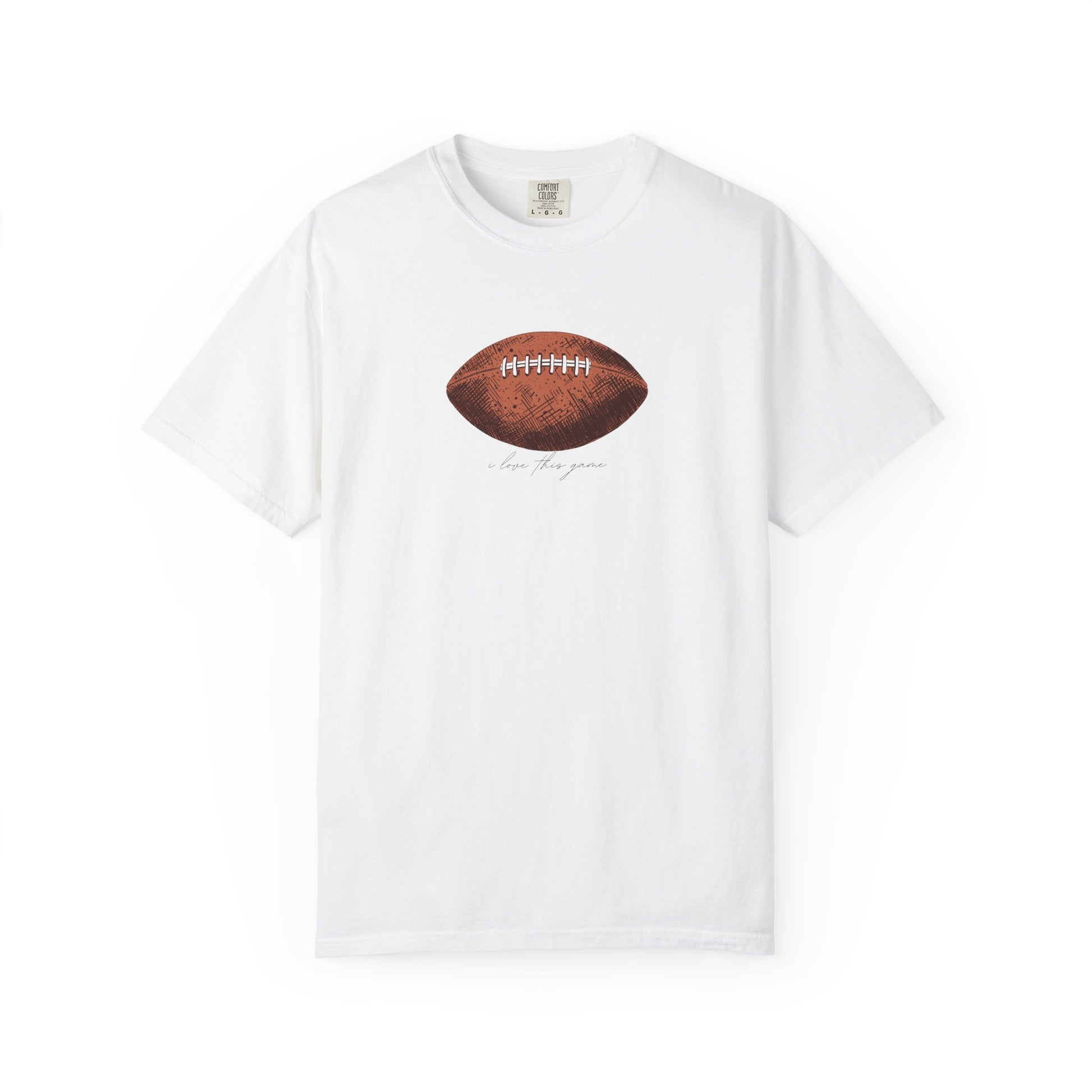 White vintage leather football graphic t-shirt